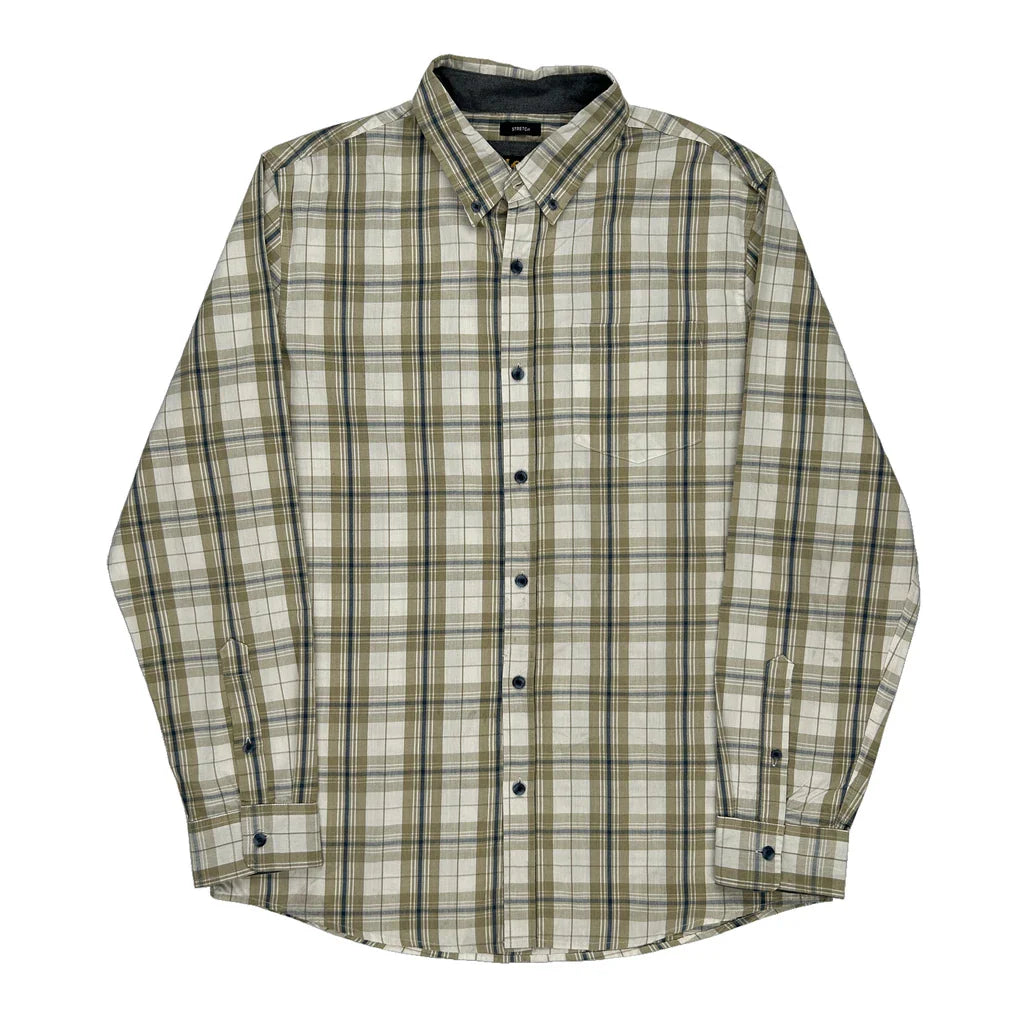 Lee Checked Shirt - Large Beige Cotton Refurbished - Thrifted (note: this is a term often used to describe second- refurbished available on Cerqular