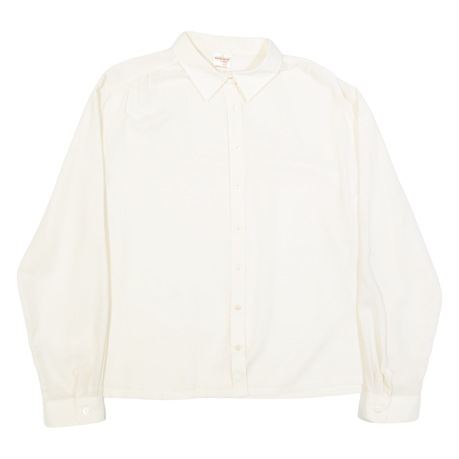 GIGINE Womens Shirt Cream Collared Long Sleeve L Refurbished - N/A refurbished available on Cerqular