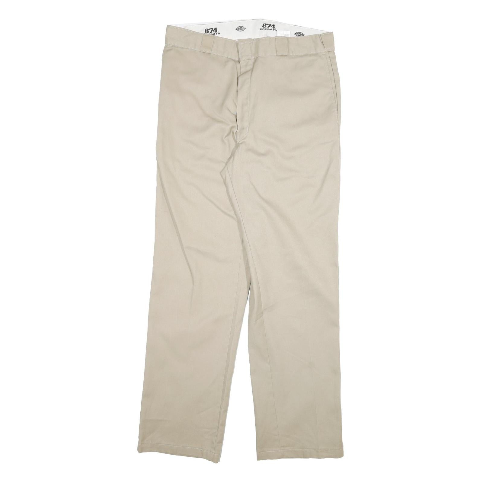 DICKIES Mens Cotton Blend Beige Regular Straight Trousers W36 L34 Workwear Zip Refurbished - N/A refurbished available on Cerqular