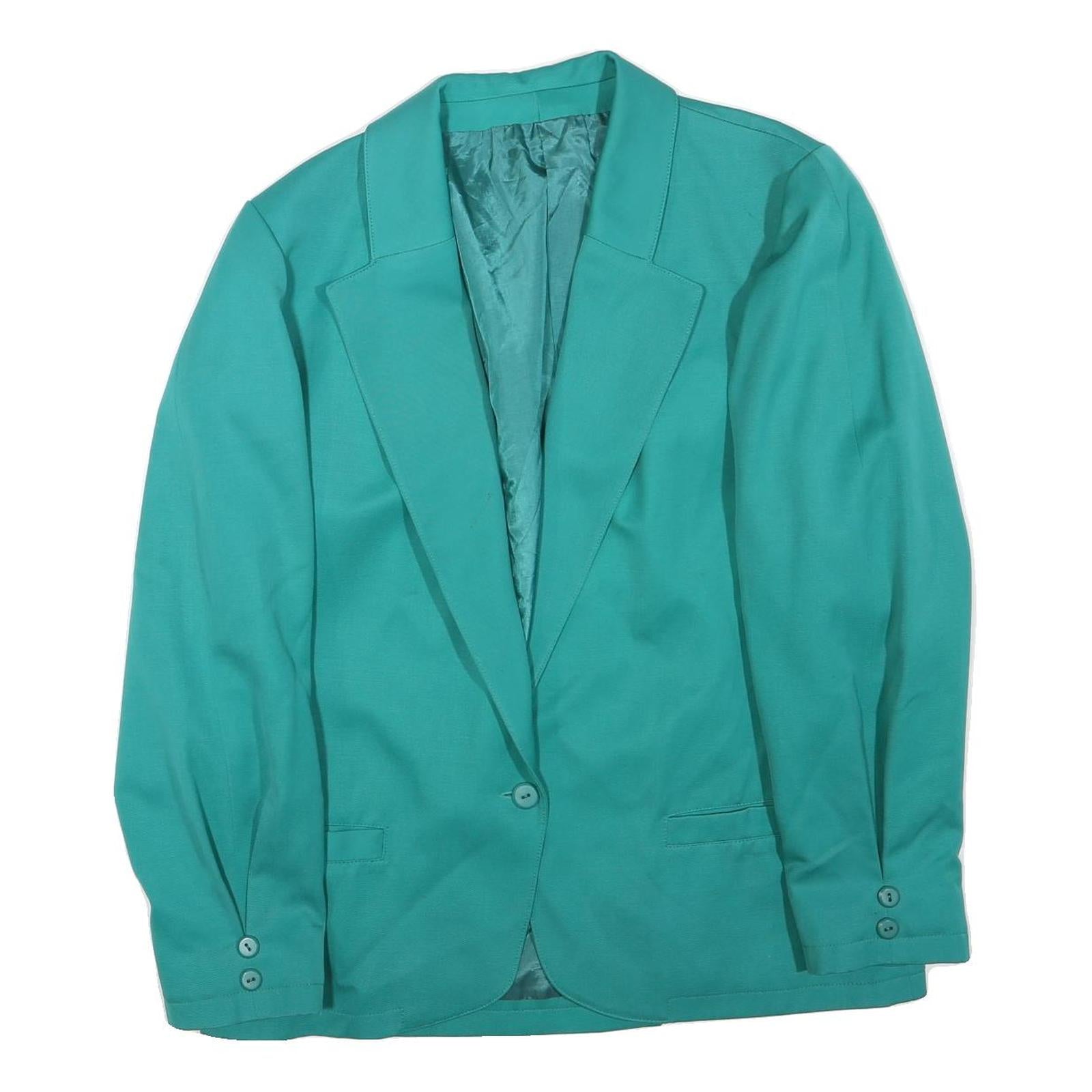 Womens Turquoise Blue Classic Jacket XL Polyester Blend Plain Zip Buttoned Cuffs Refurbished - N/A refurbished available on Cerqular