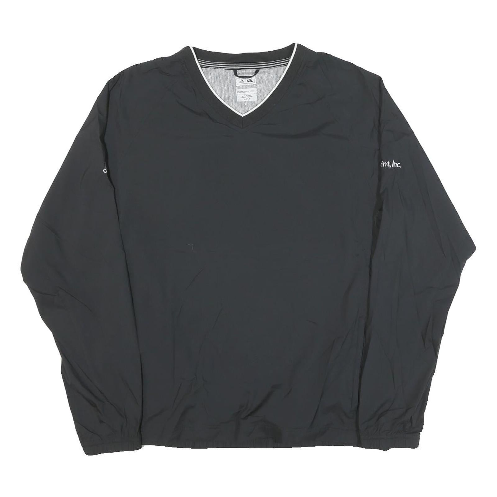 ADIDAS Mens Black Nylon V Neck Athletic Jacket L Plain Sportswear Refurbished - N/A refurbished available on Cerqular
