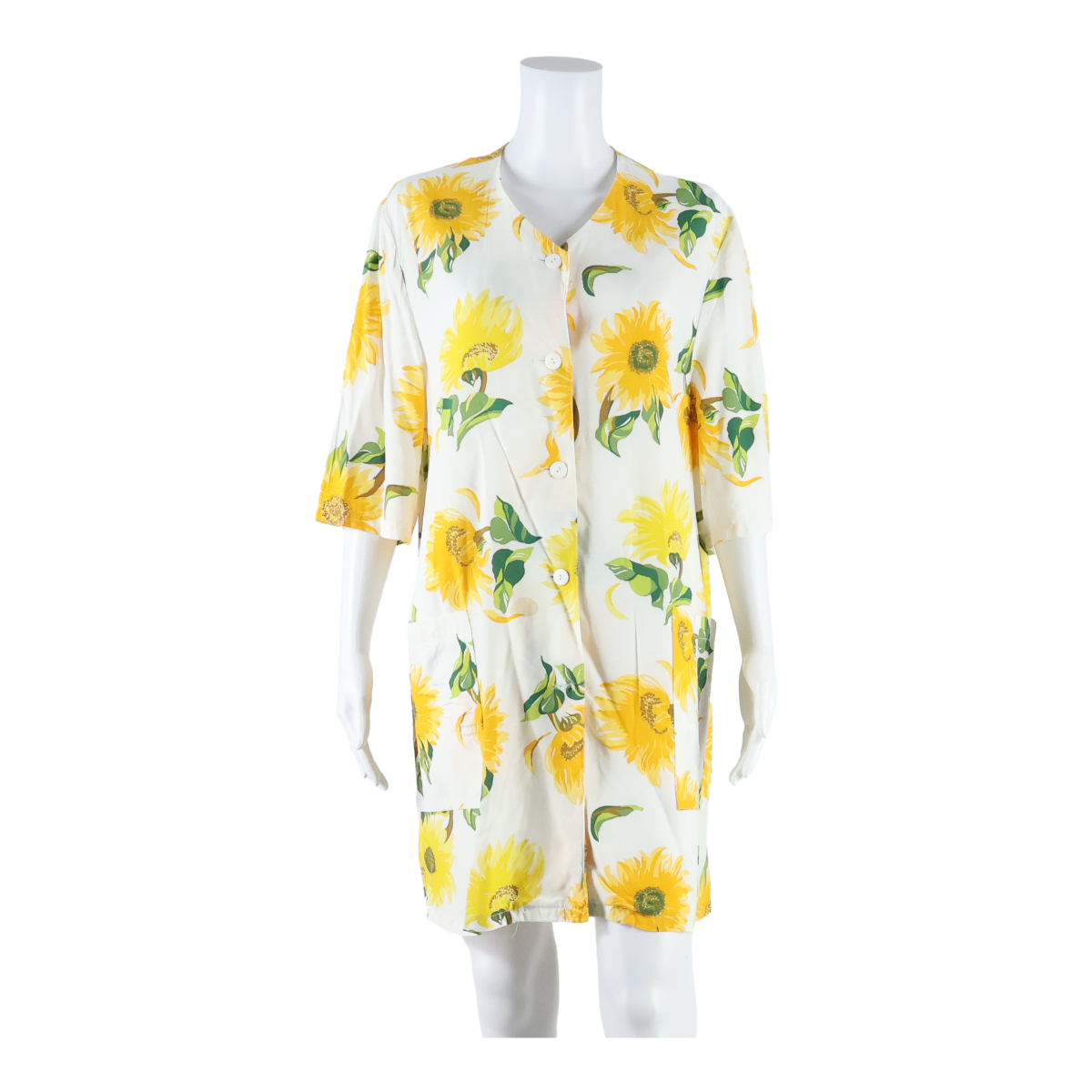 VALENTINE Pockets Womens Shirt Dress White Floral Short Sleeve Knee Length UK 16 Refurbished - N/A refurbished available on Cerqular