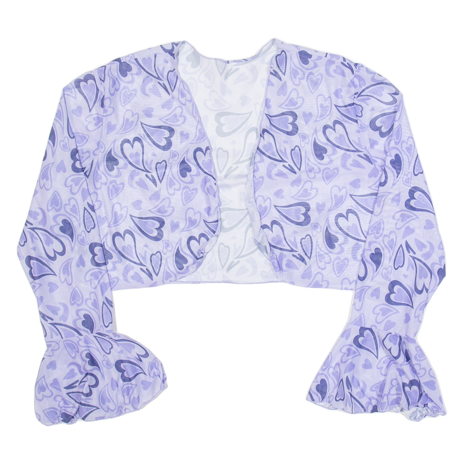 Heart Design Shawl Womens Cropped Top Purple V-Neck Long Sleeve M Refurbished - N/A refurbished available on Cerqular