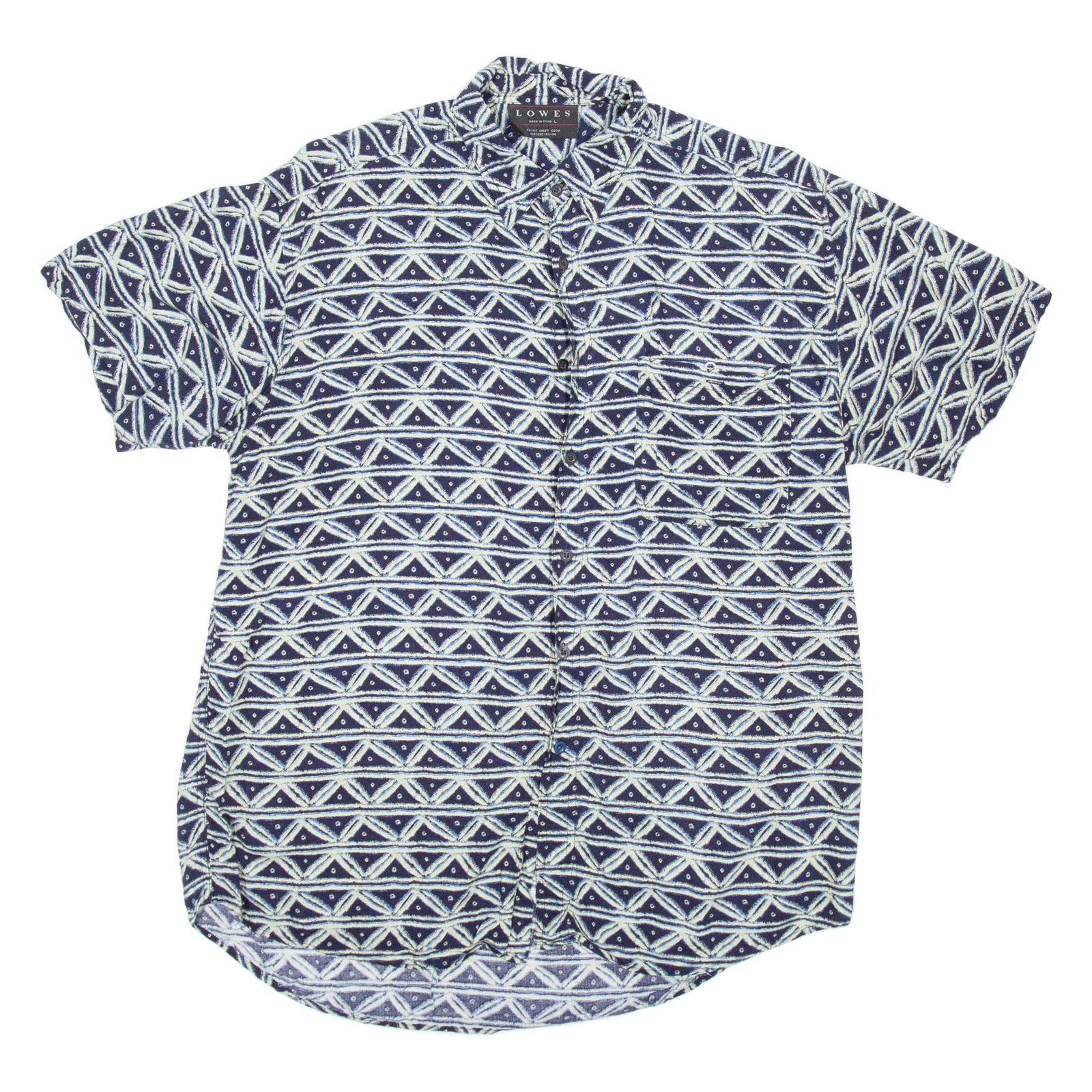LOWES Mens Shirt Blue Viscose Geometric L Refurbished - N/A refurbished available on Cerqular