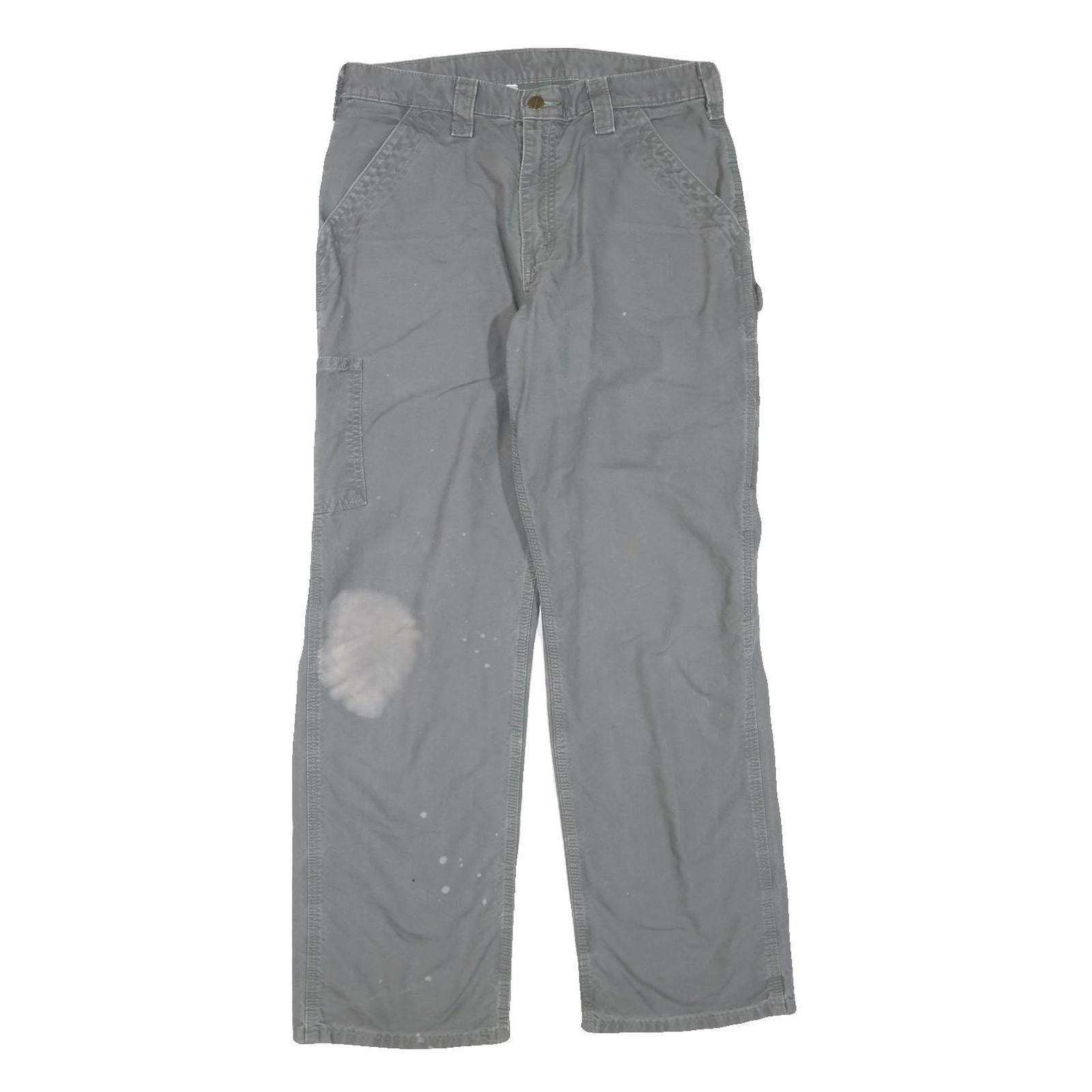 CARHARTT Mens Regular Grey Cotton Blend Zip Trousers W32 L32 Workwear Casual Refurbished - N/A refurbished available on Cerqular
