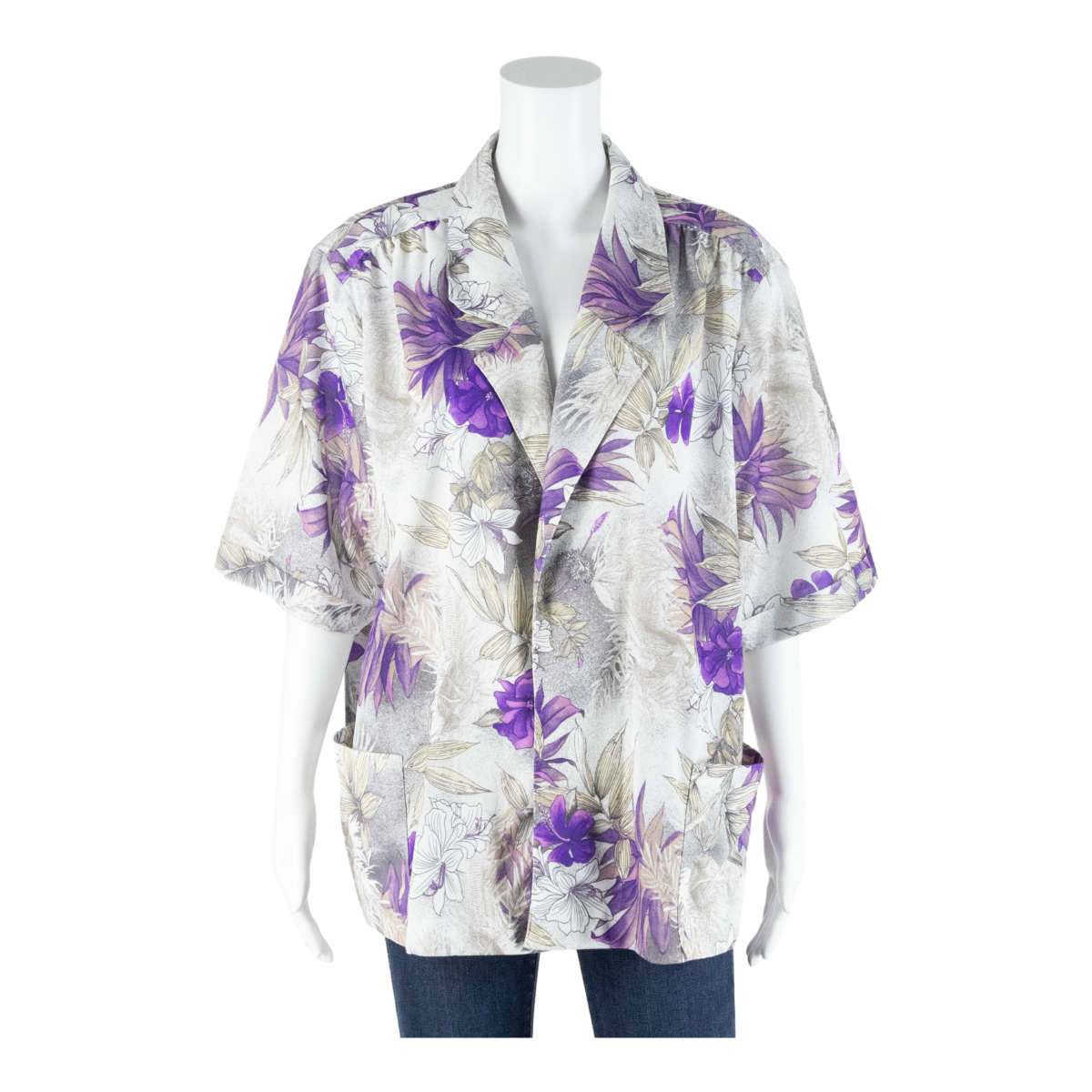 Open Womens Shirt White Collared 90s Floral XL Refurbished - N/A refurbished available on Cerqular