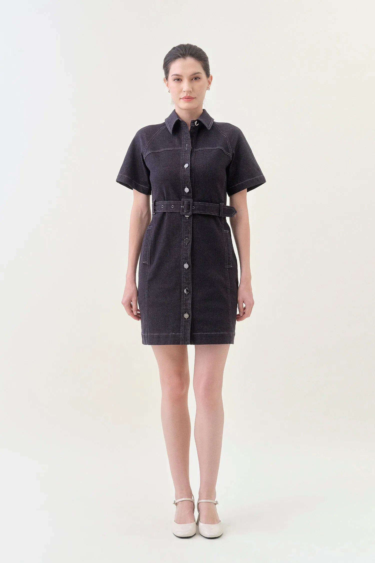 Belted Denim Dress - Better Indigo | Size: M Refurbished - N/A refurbished available on Cerqular