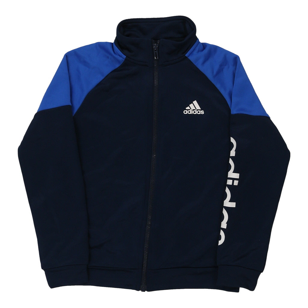 Age 9-10 Adidas Track Jacket - Small Navy Polyester Refurbished - Thrifted (note: this is a term often used to describe second- refurbished available on Cerqular