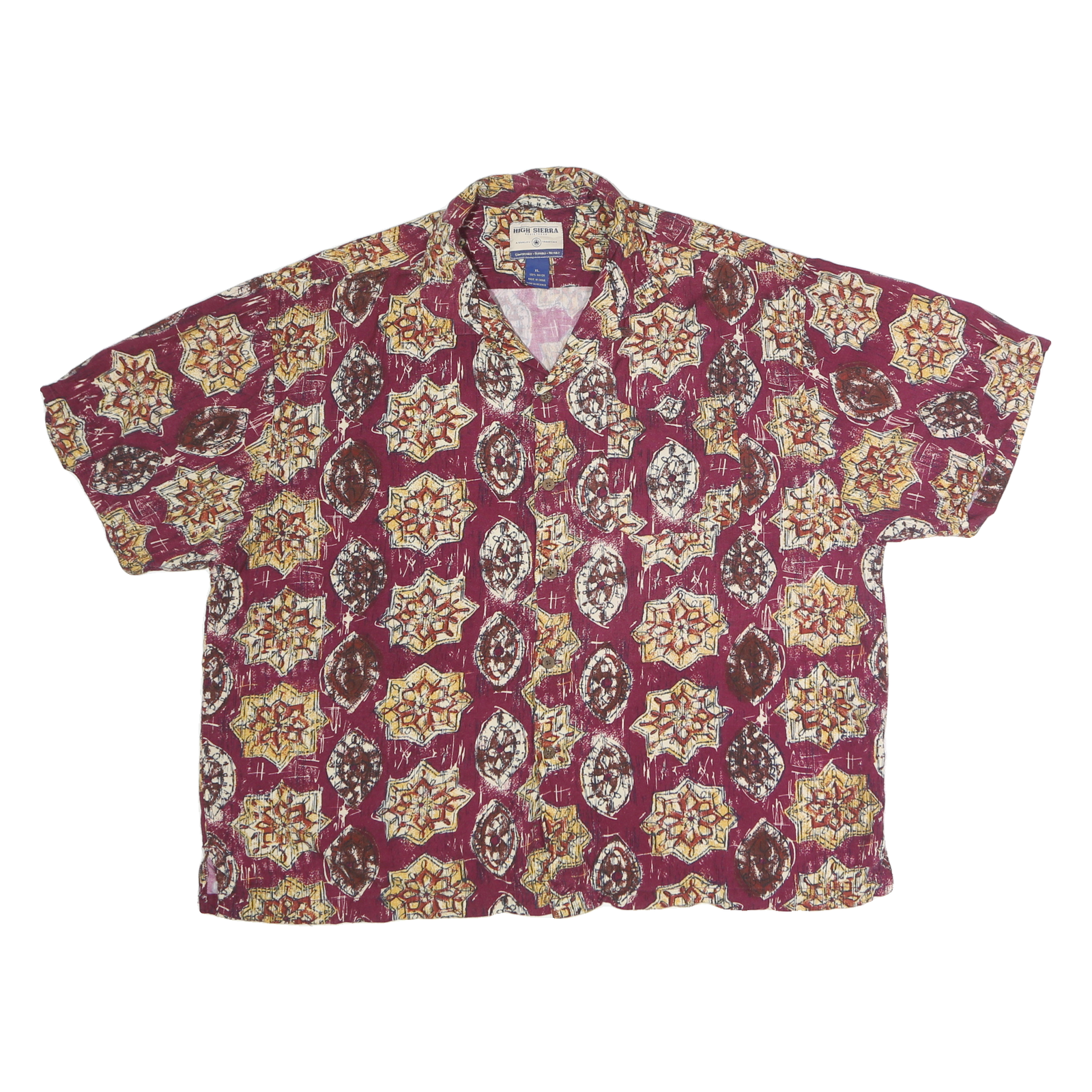 HIGH SIERRA Mens Red Pattern Cotton Shirt XL Casual Short Sleeve Summer Refurbished - N/A refurbished available on Cerqular