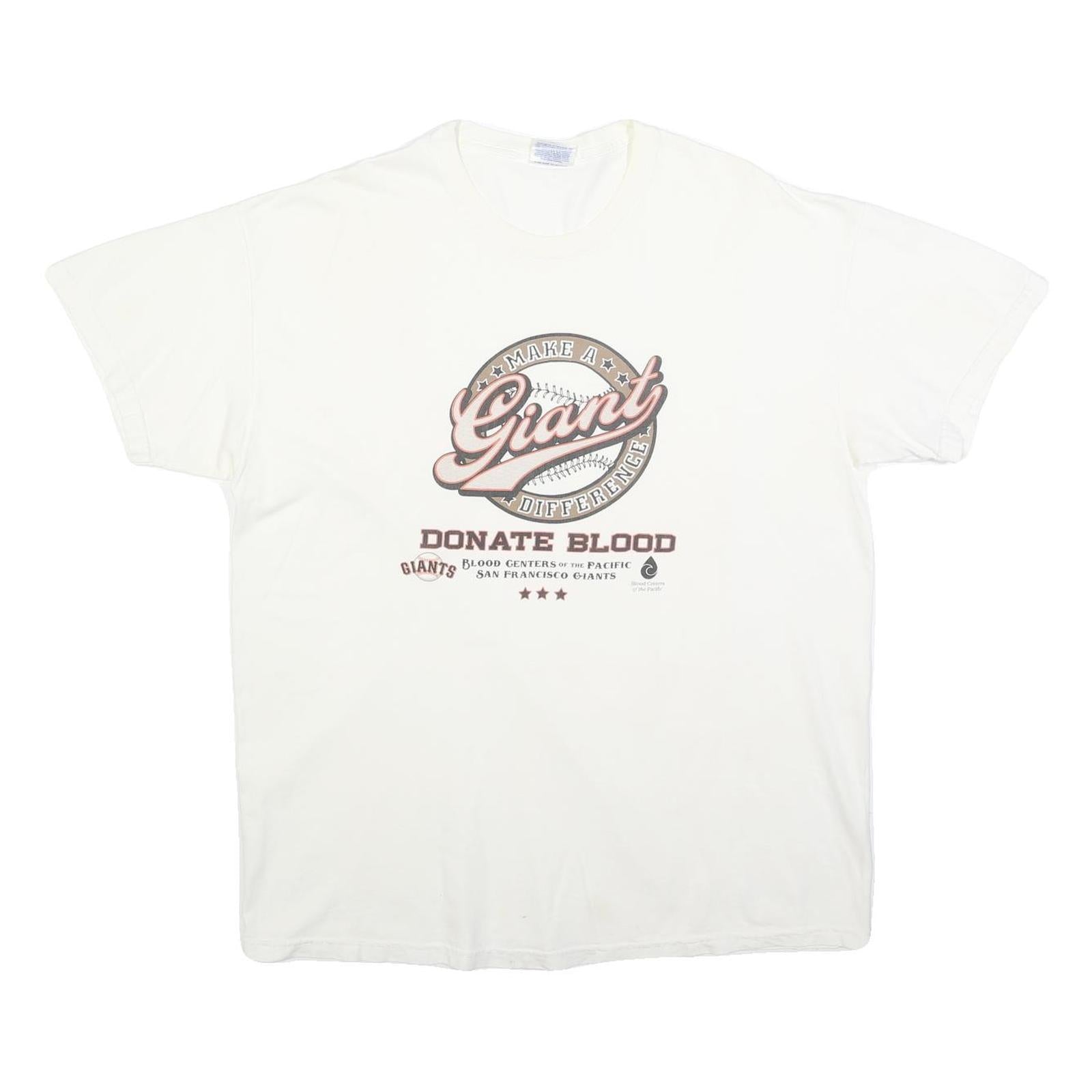 HANES Mens White Make A Giant Difference Graphic T-Shirt XL Short Sleeve Crew Refurbished - N/A refurbished available on Cerqular