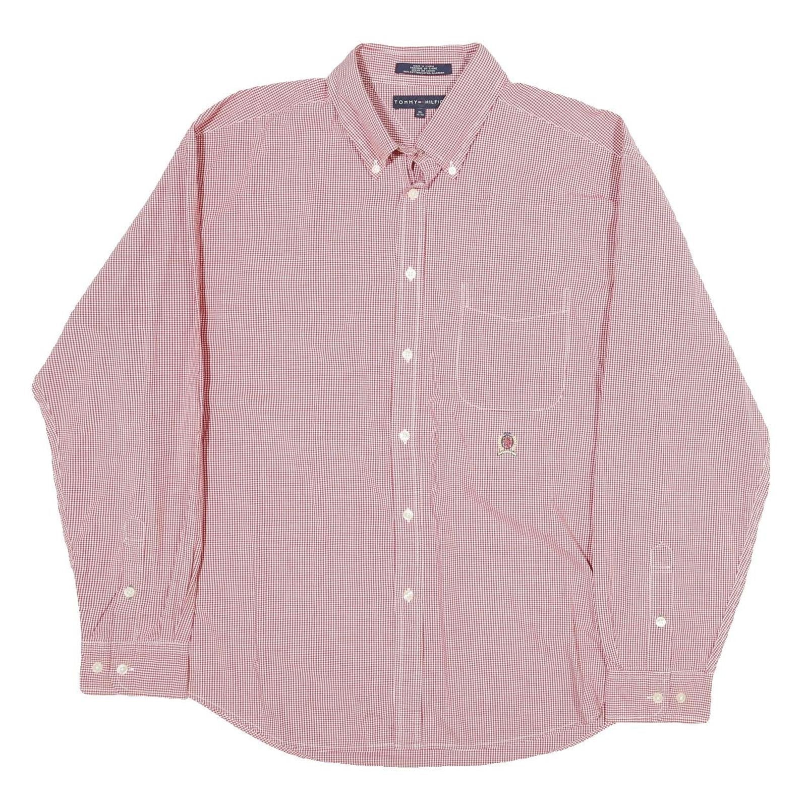TOMMY HILFIGER Mens Red & White Check Shirt XL Button Down Long Sleeve Cotton Refurbished - N/A refurbished available on Cerqular