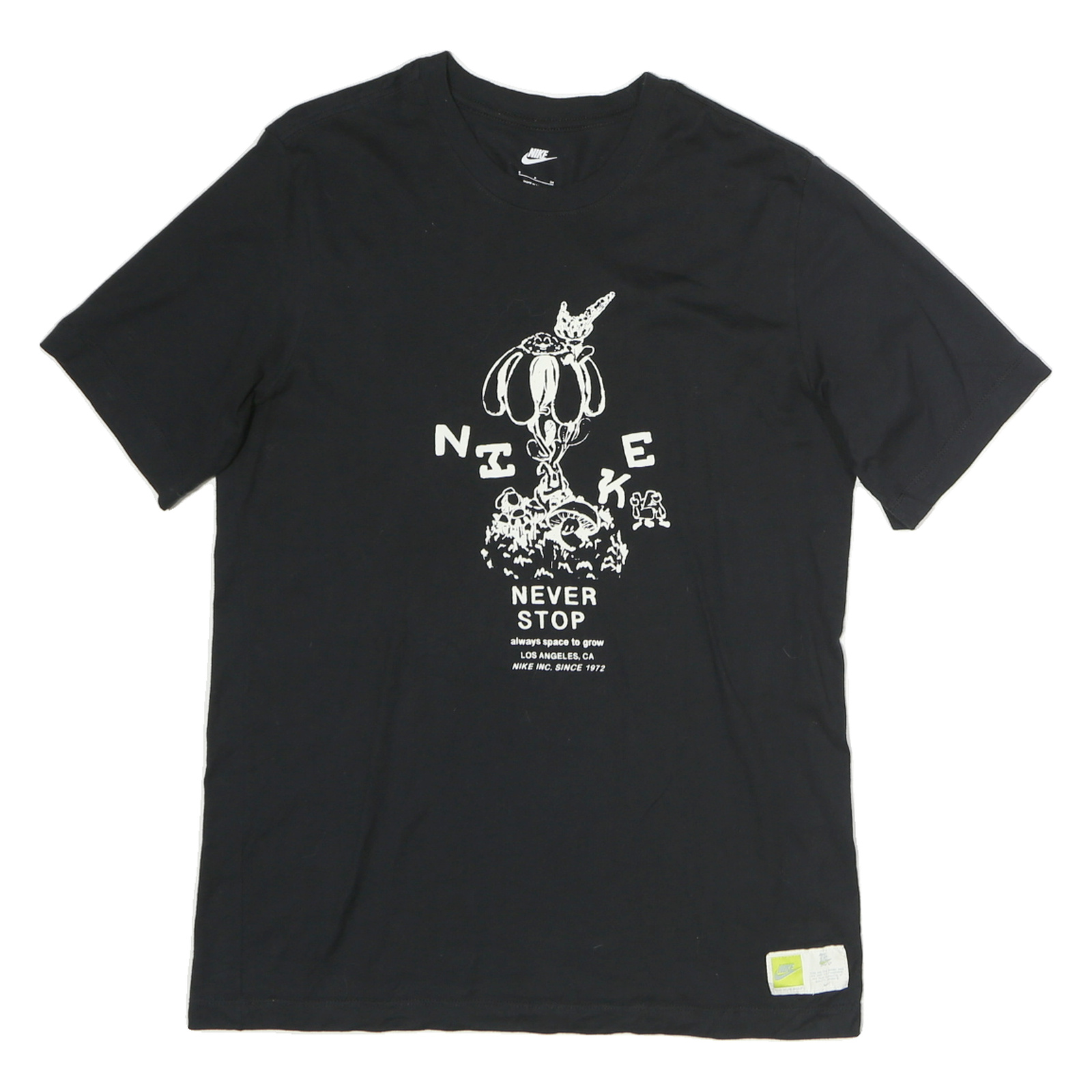 Buy NIKE Mens Black Graphic T-Shirt S Short Sleeve Crew Neck Never Stop Print Refurbished - $20.79 NIKE Mens Black Graphic T-Shirt S Short Sleeve Crew Neck Never Stop Print Refurbished - N/A refurbished available on Cerqular