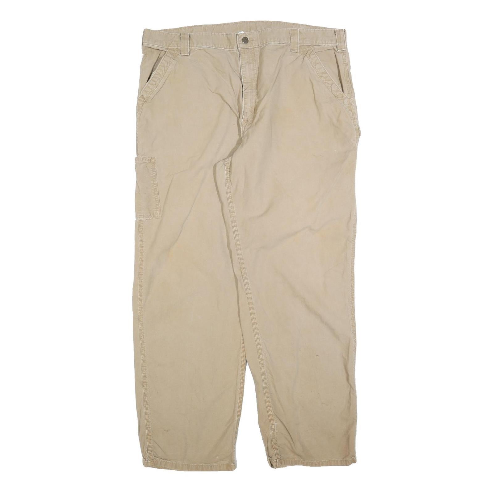 CARHARTT Mens Relaxed Beige Workwear Cotton Blend Trousers W42 L34 Zip Closure Refurbished - N/A refurbished available on Cerqular