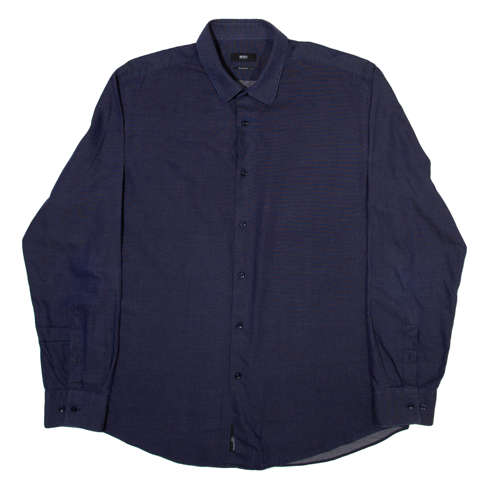 BOSS Mens Plain Shirt Blue Long Sleeve L Refurbished - N/A refurbished available on Cerqular