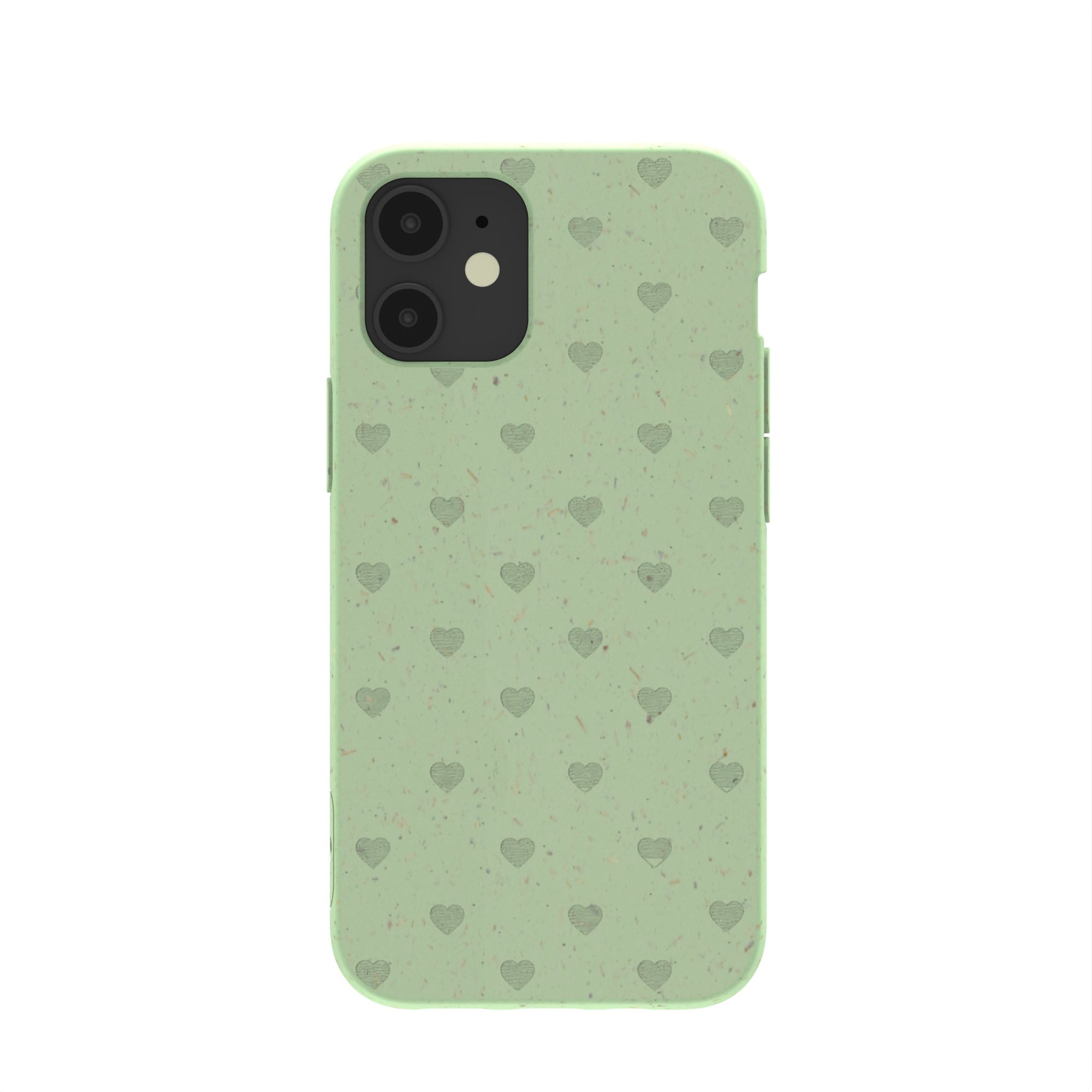 Sage Green Hearts iPhone 12 Mini Case Refurbished - Pela Case refurbished available on Cerqular