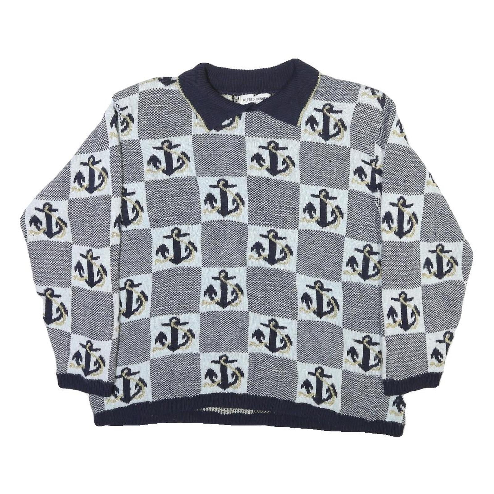 Buy ALFRED DUNNER Womens Navy Blue & Light Blue Anchor Patterned Jumper Collared Refurbished - $23.39 ALFRED DUNNER Womens Navy Blue & Light Blue Anchor Patterned Jumper Collared Refurbished - N/A refurbished available on Cerqular