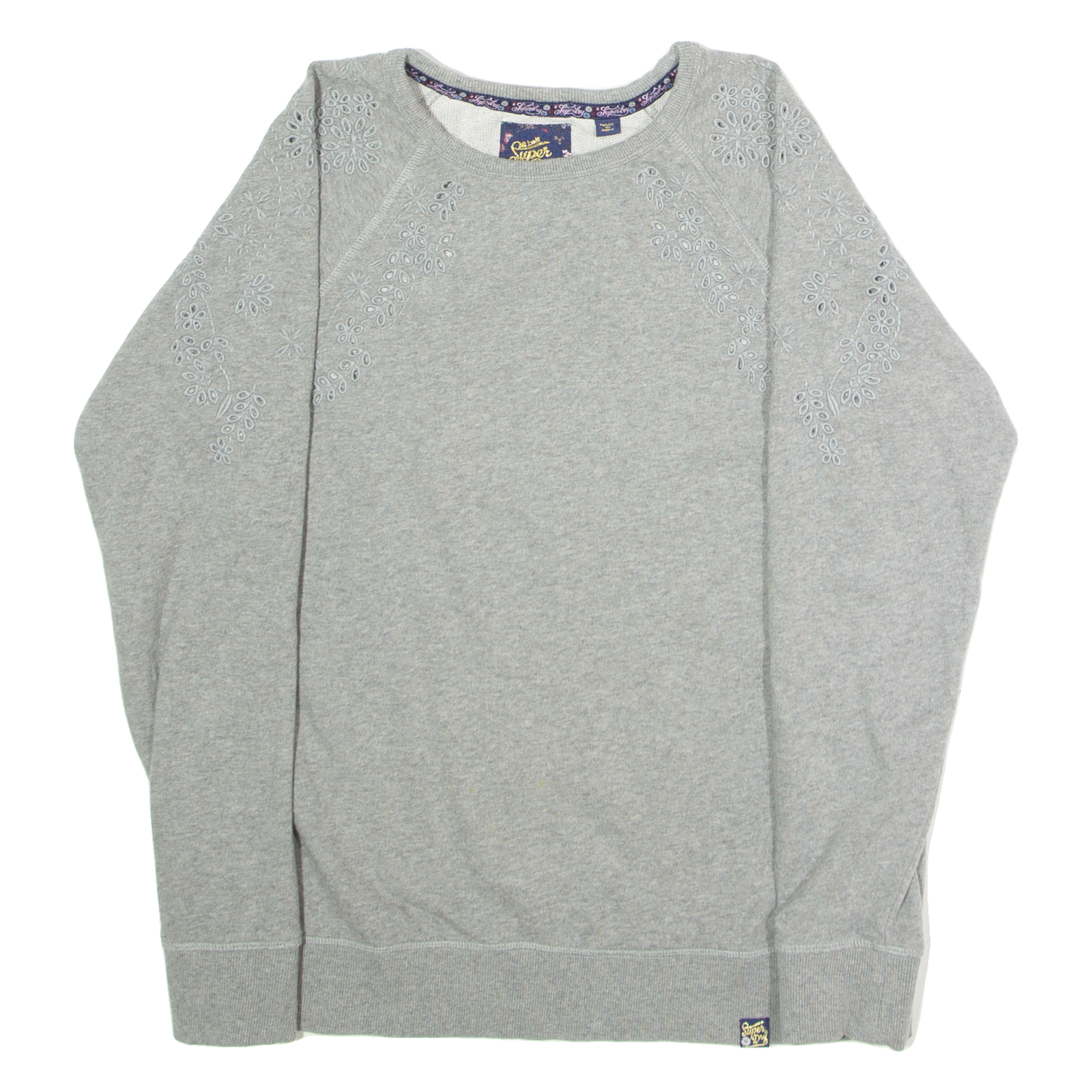 SUPERDRY Floral Womens Sweatshirt Grey Crew Neck UK 12 Refurbished - N/A refurbished available on Cerqular