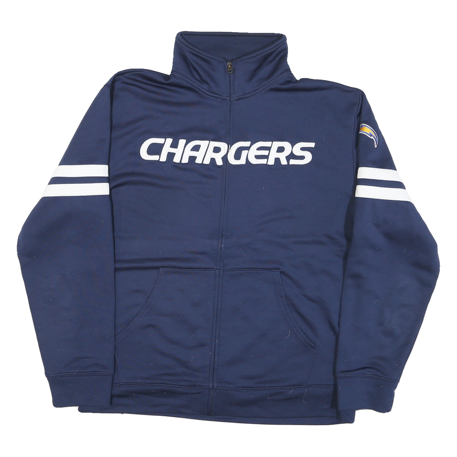 NFL Mens Navy Blue Chargers Zip Jacket Polyester Blend L Sportswear Trackwear Refurbished - N/A refurbished available on Cerqular
