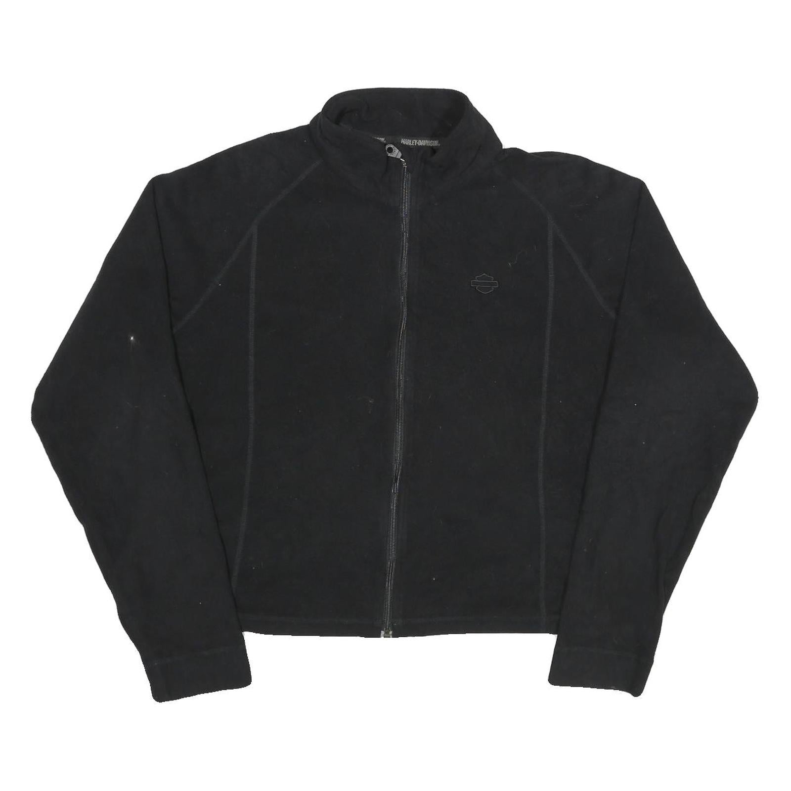 HARLEY DAVIDSON Womens Black Zip Jacket 2XL Polyester Plain Casual Biker Style Refurbished - N/A refurbished available on Cerqular