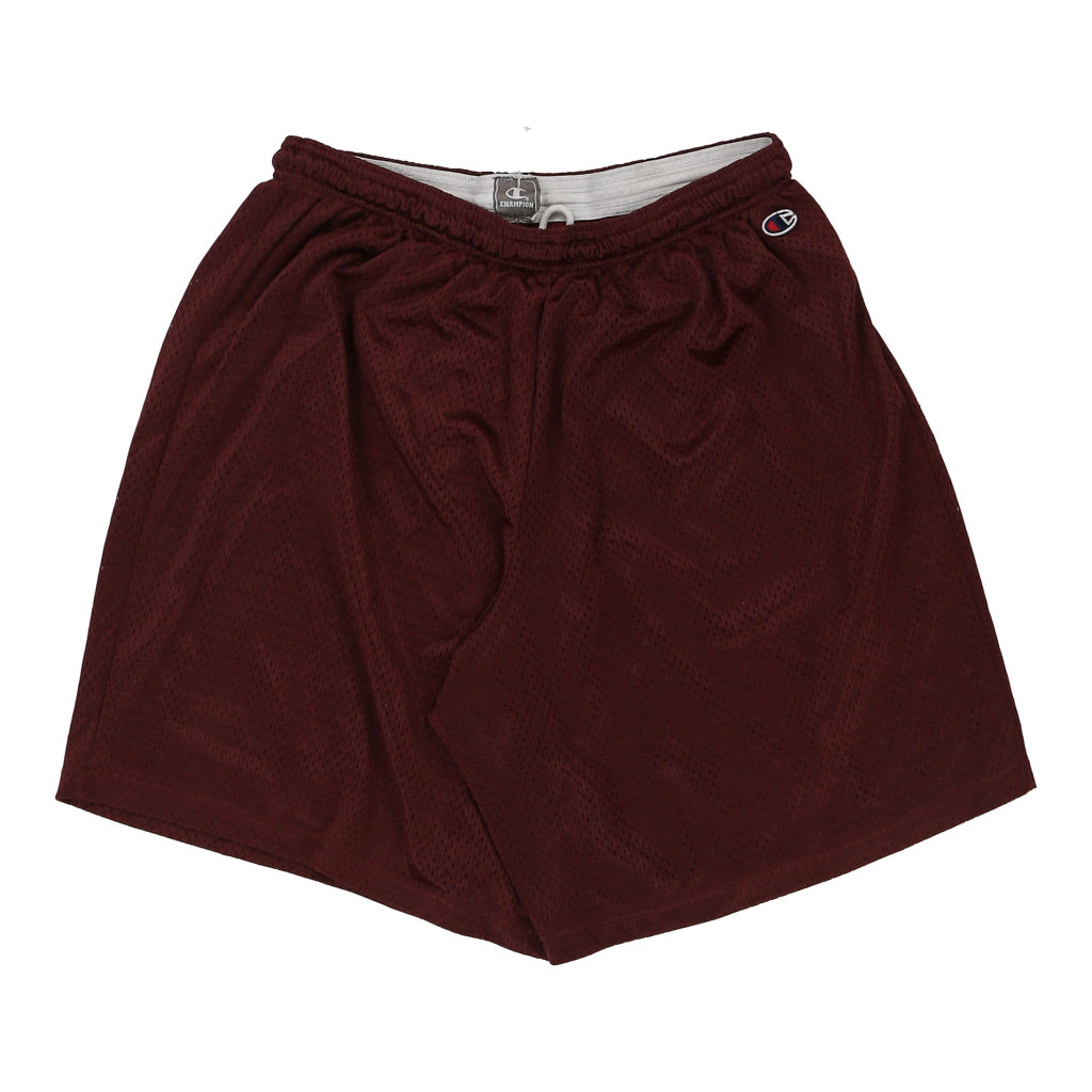 Champion Sport Shorts - Large Burgundy Polyester Refurbished - Thrifted (note: this is a term often used to describe second- refurbished available on Cerqular
