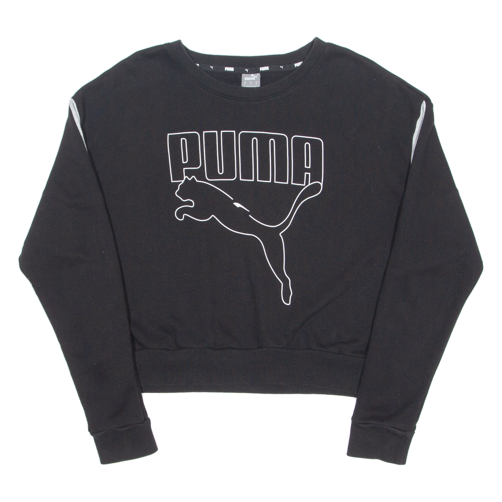 PUMA Cropped Womens Sweatshirt Black Crew Neck M Refurbished - N/A refurbished available on Cerqular