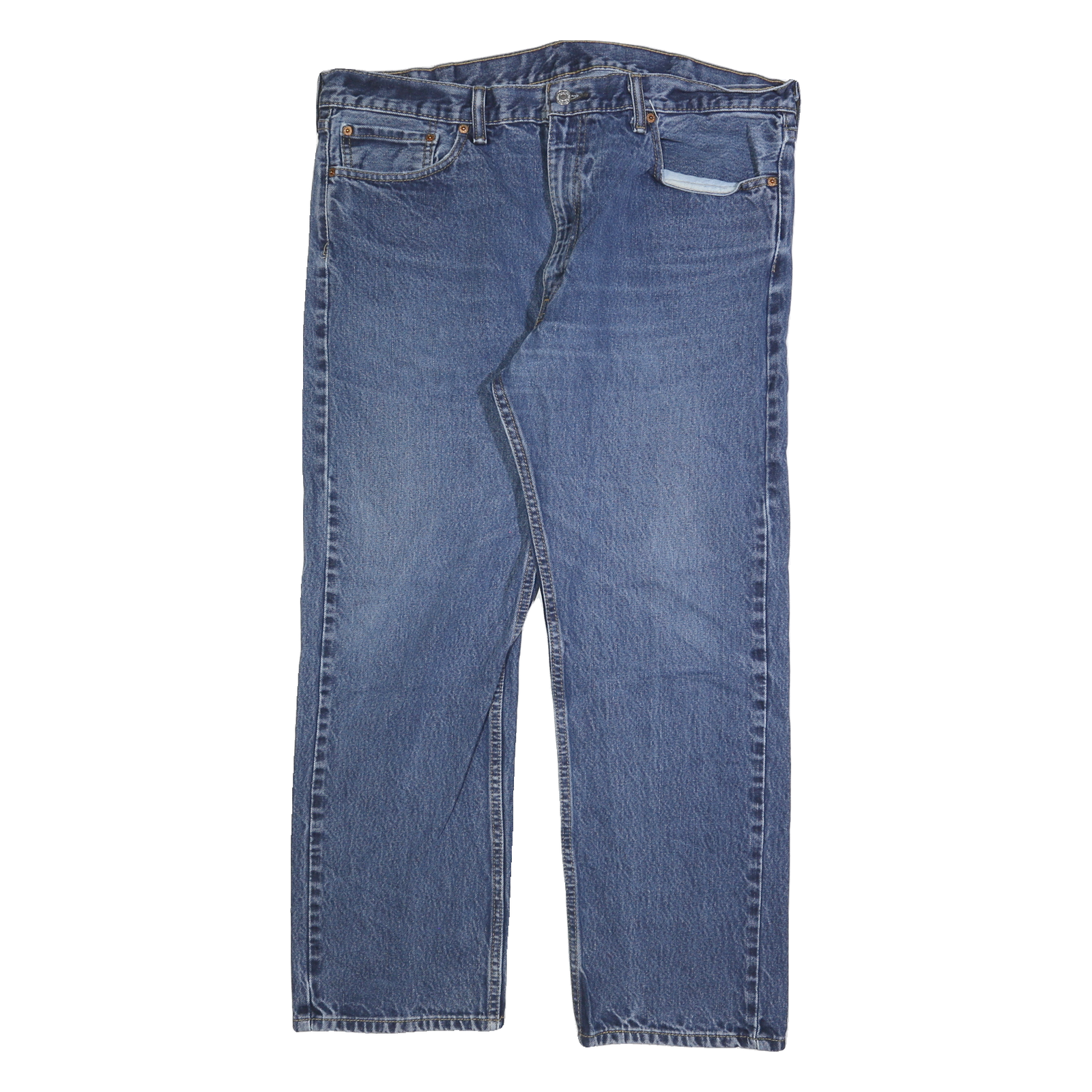 LEVI'S 505 Mens Jeans Blue Regular Straight Denim Medium W40 L30 Classic Fit Zip Refurbished - N/A refurbished available on Cerqular