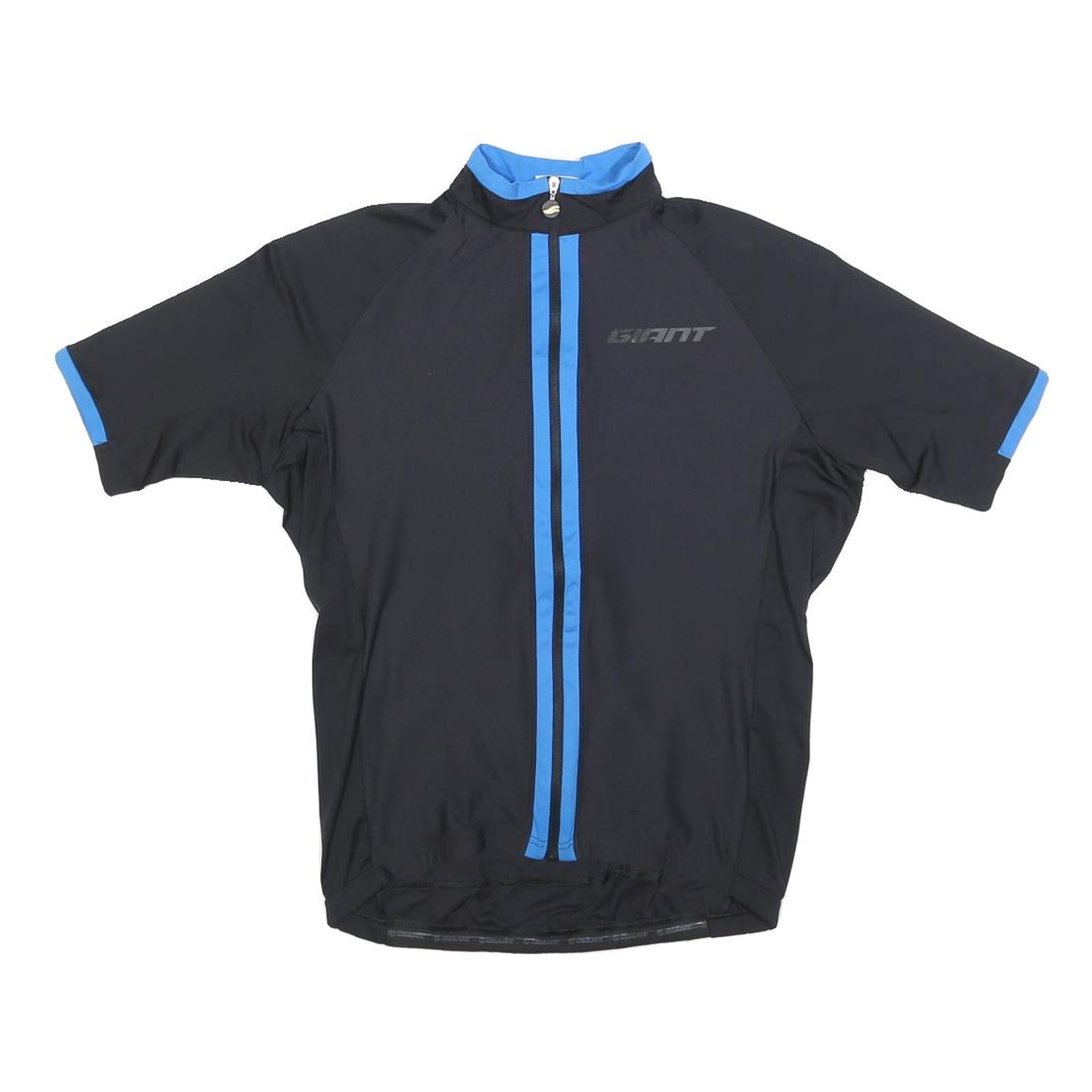 GIANT Mens Black & Blue Modern T-Shirt M Short Sleeve Zip Neck Cycling Refurbished - N/A refurbished available on Cerqular