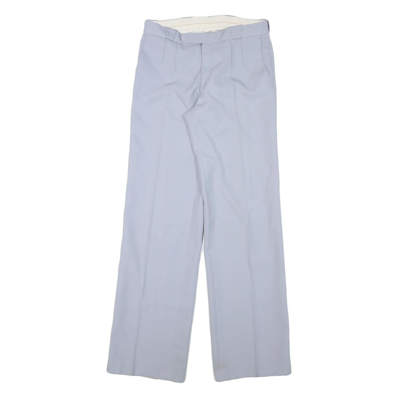 Mens Light Blue Wool Blend Regular Fit Straight Leg Trousers W28 L31 Classic Refurbished - N/A refurbished available on Cerqular