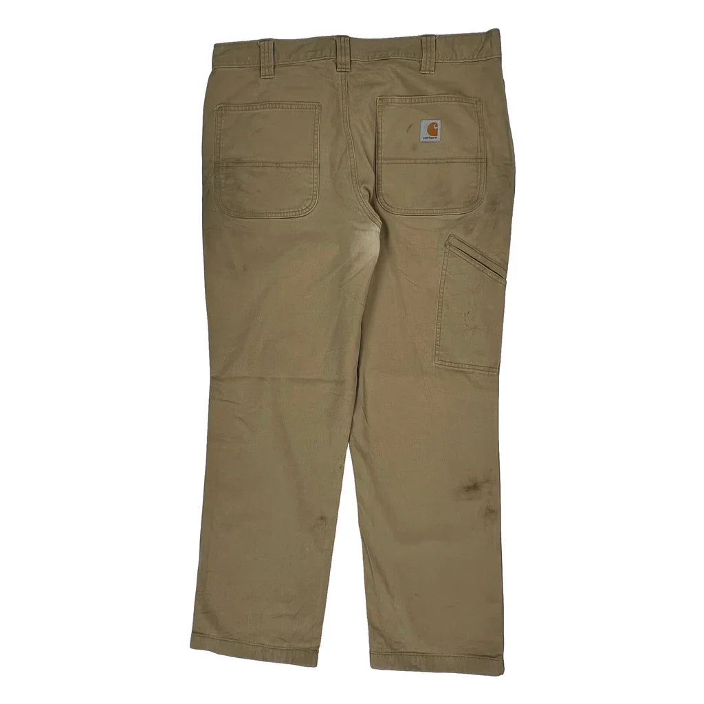Carhartt Trousers - 36W 30L Khaki Cotton Refurbished - Thrifted (note: this is a term often used to describe second- refurbished available on Cerqular