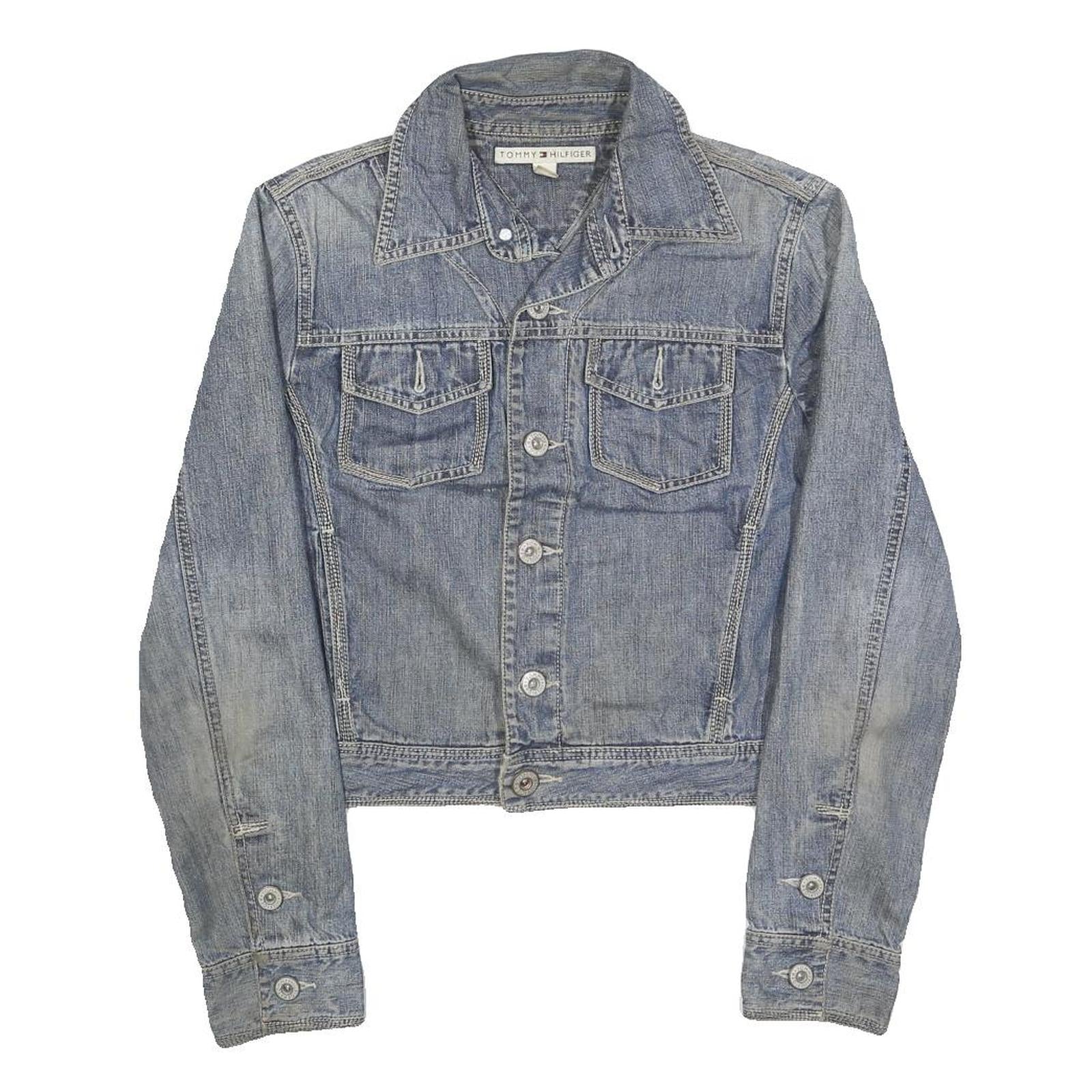 TOMMY HILFIGER Womens Blue Denim Cotton Jacket M Classic Button Closure Refurbished - N/A refurbished available on Cerqular