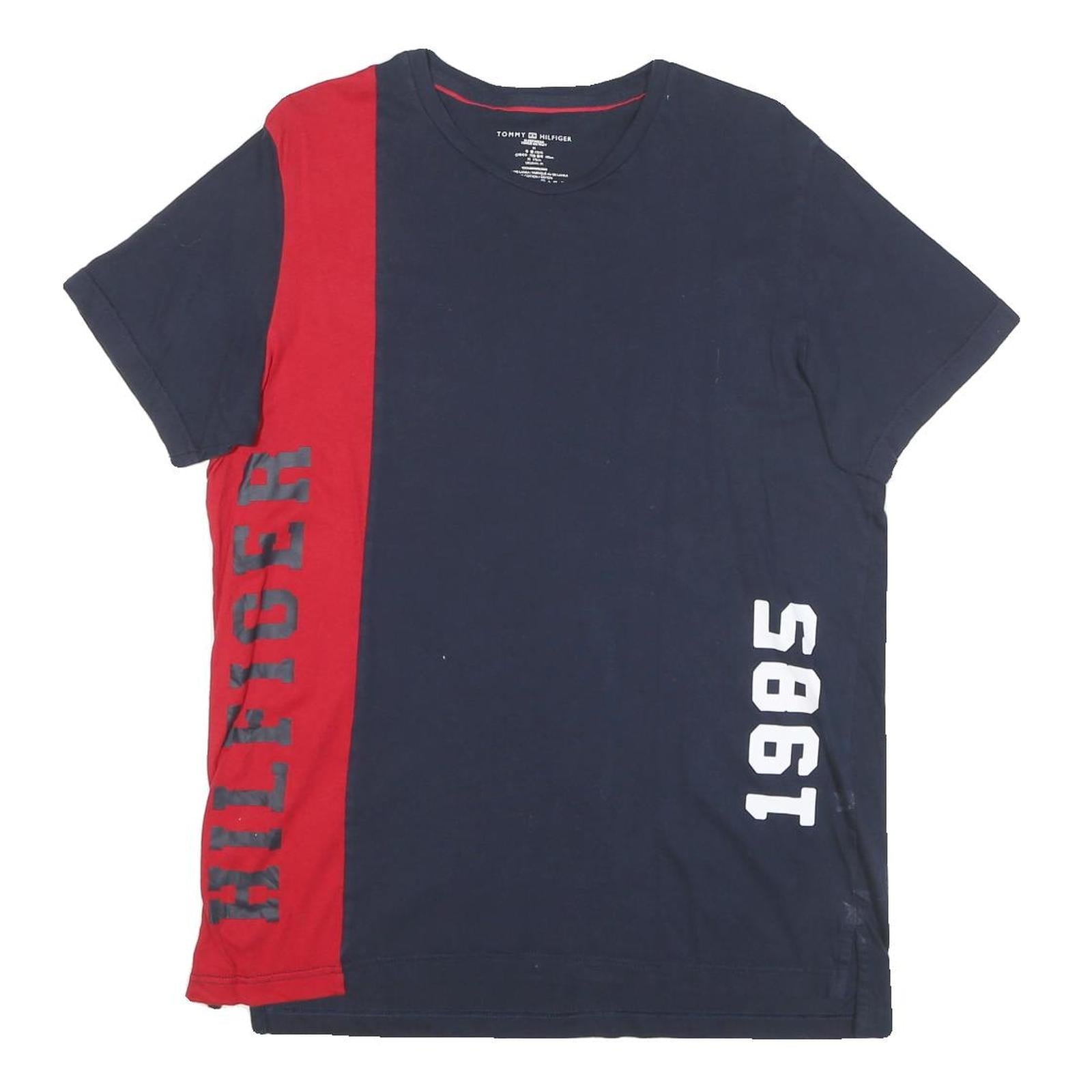 TOMMY HILFIGER Mens Navy & Red Graphic T-Shirt M Short Sleeve Crew Neck Logo Refurbished - N/A refurbished available on Cerqular