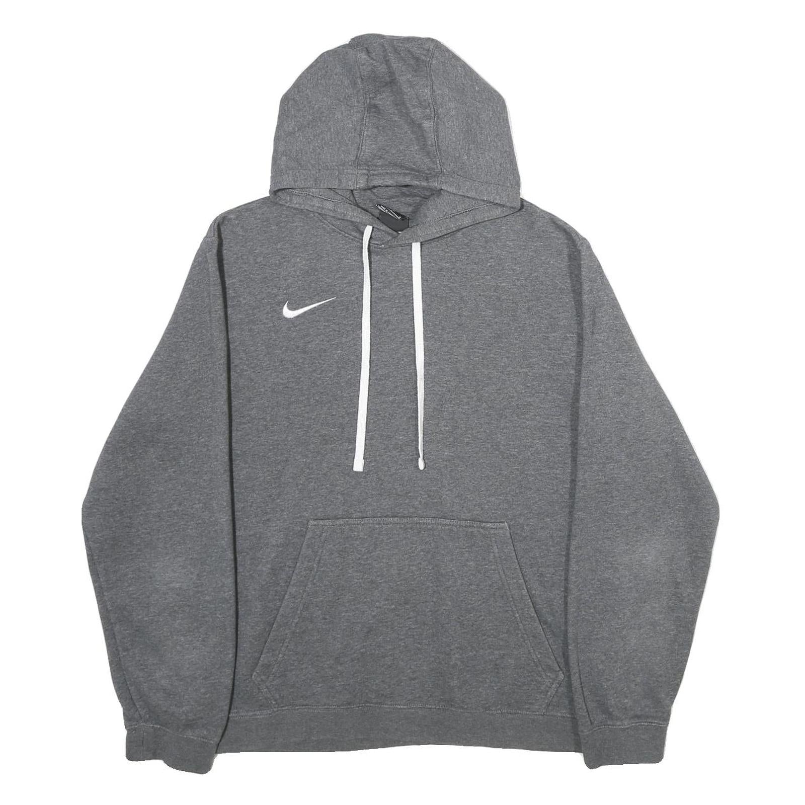 NIKE Mens Grey Hoodie L Cotton Blend Pullover Sports Sweatshirt Refurbished - N/A refurbished available on Cerqular