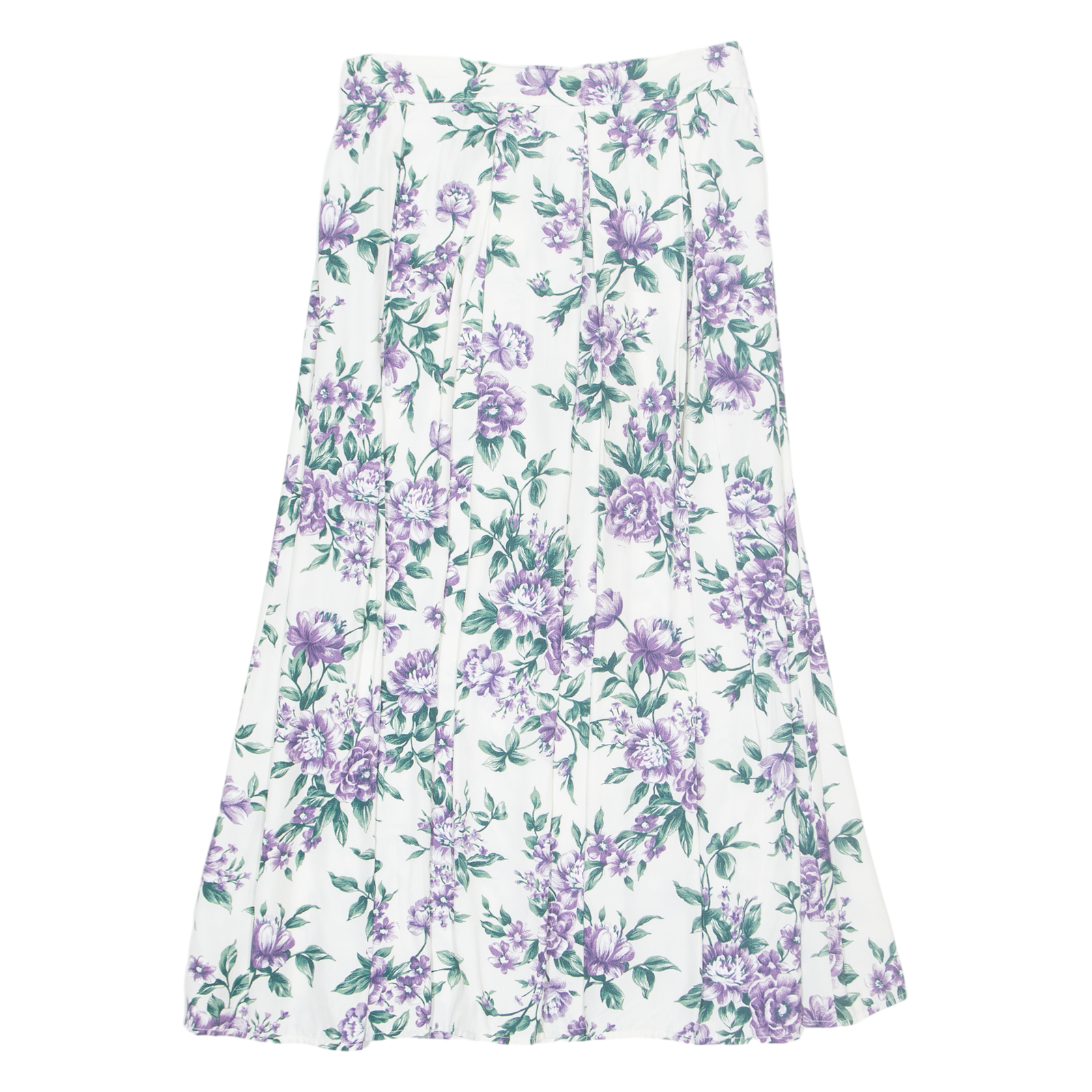 Womens Pleated Skirt White Long 90s Floral S Refurbished - N/A refurbished available on Cerqular
