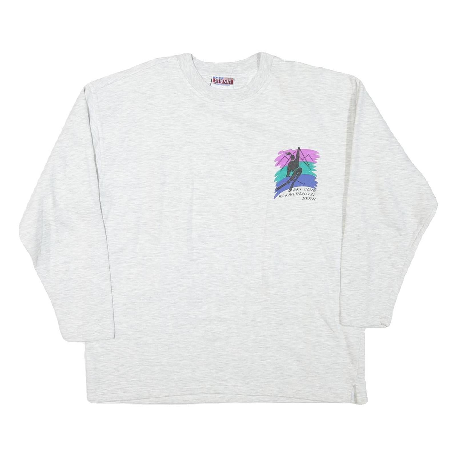 DETTO FATTO Mens White Ski Club Graphic Crew Neck L Cotton Blend Sweatshirt Refurbished - N/A refurbished available on Cerqular