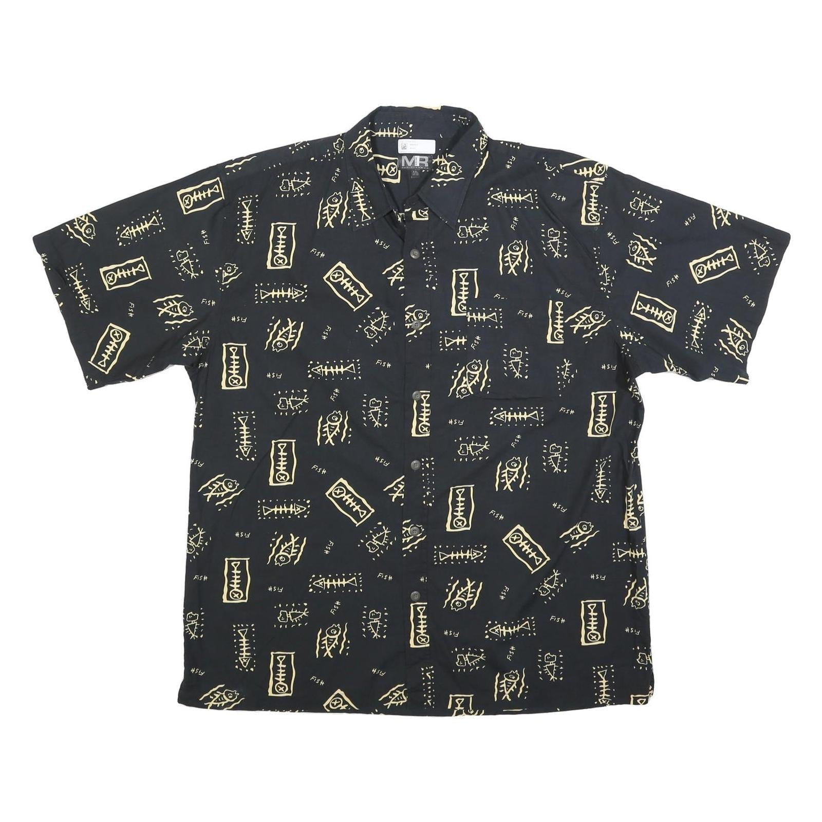 MEL RICHMAN Mens Black & Beige Cotton Blend Shirt 2XL Casual Short Sleeve Refurbished - N/A refurbished available on Cerqular