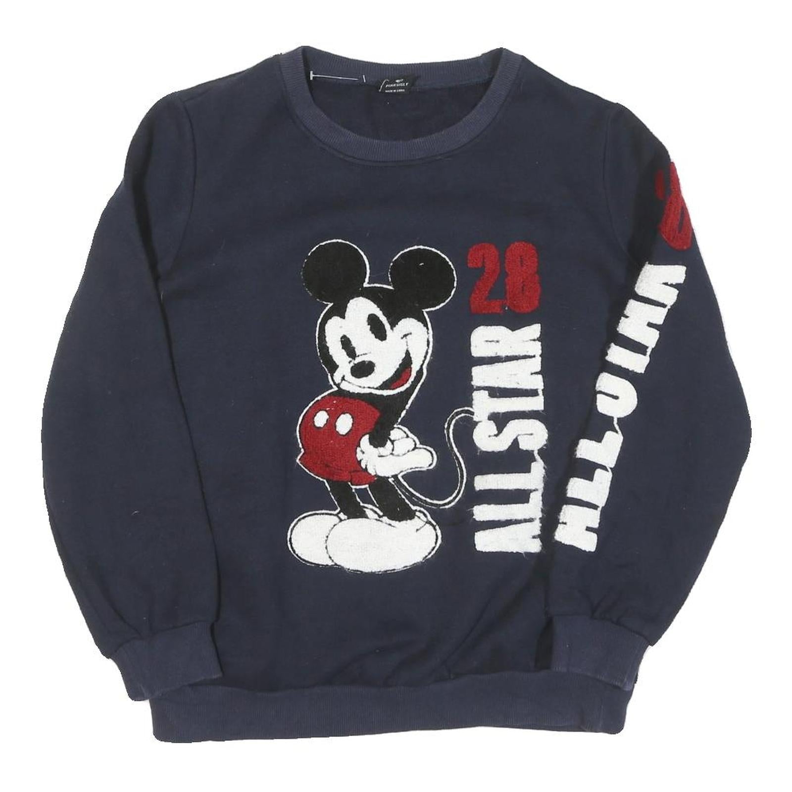 DISNEY Womens Navy Blue Mickey Mouse Crew Neck S Cotton Pullover Sweatshirt Refurbished - N/A refurbished available on Cerqular