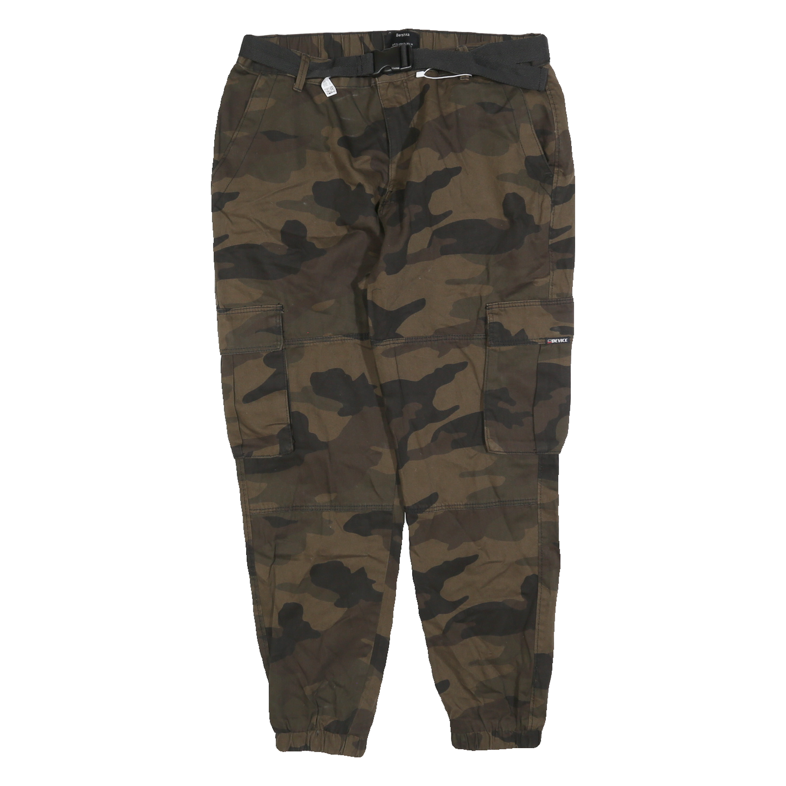 BERSHKA Womens Cotton Blend Green & Brown Camouflage Slim Cargo Trousers W34 L27 Refurbished - N/A refurbished available on Cerqular