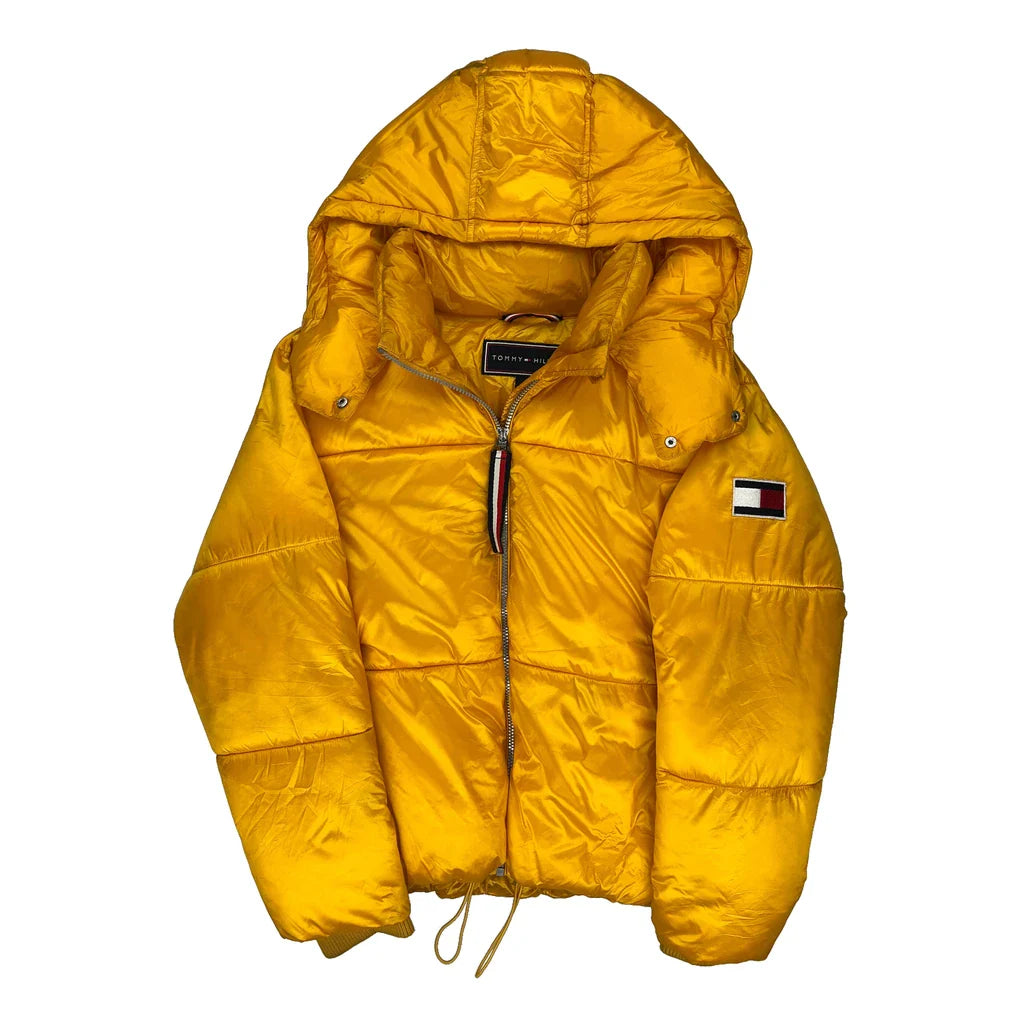 Tommy Hilfiger Puffer - Small Yellow Polyester Refurbished - Thrifted (note: this is a term often used to describe second- refurbished available on Cerqular