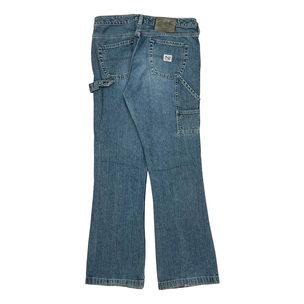 Silver Carpenter Jeans - 32W UK 12 Blue Cotton Refurbished - Thrifted (note: this is a term often used to describe second- refurbished available on Cerqular