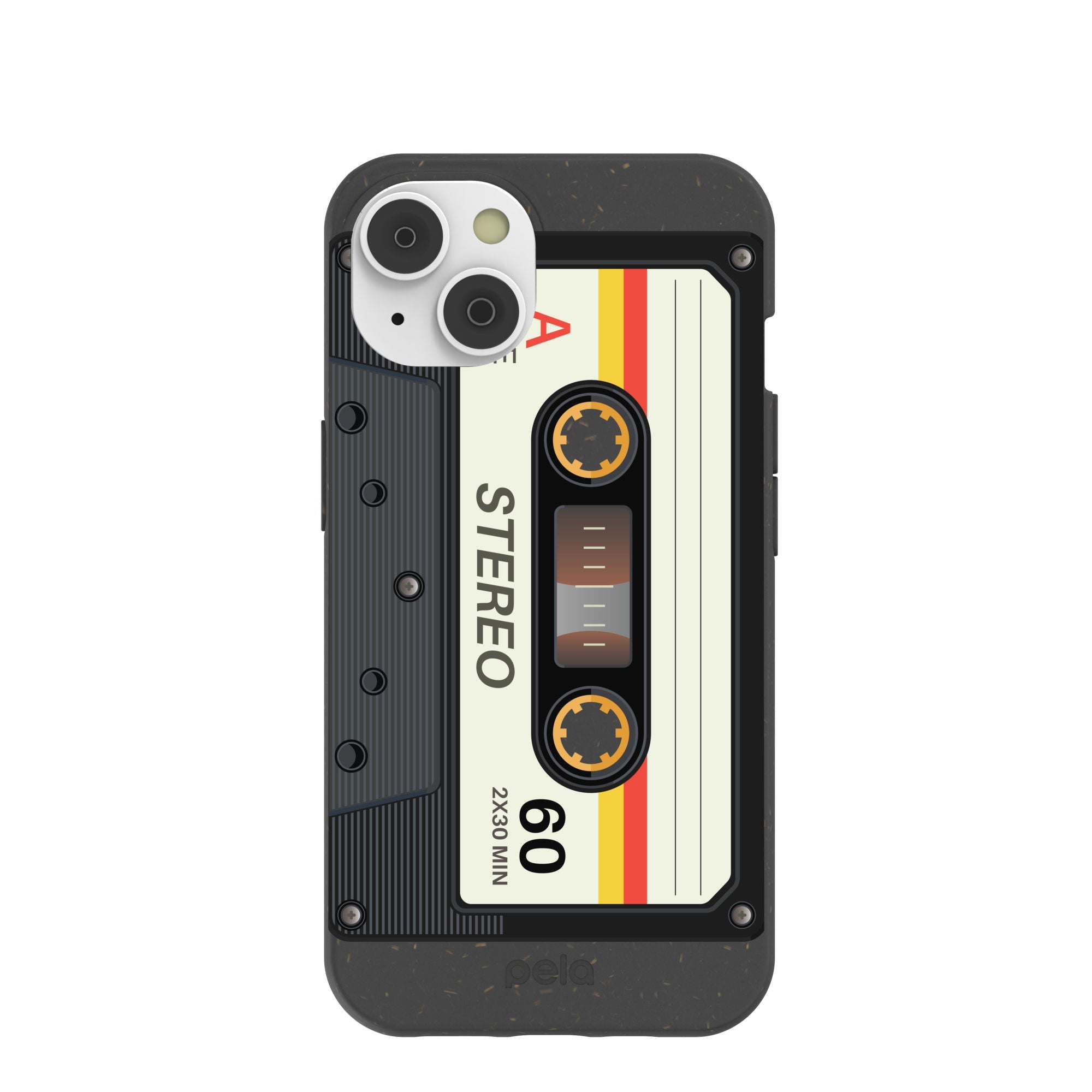 Black Cassette iPhone 14/16e Case Refurbished - Pela Case refurbished available on Cerqular