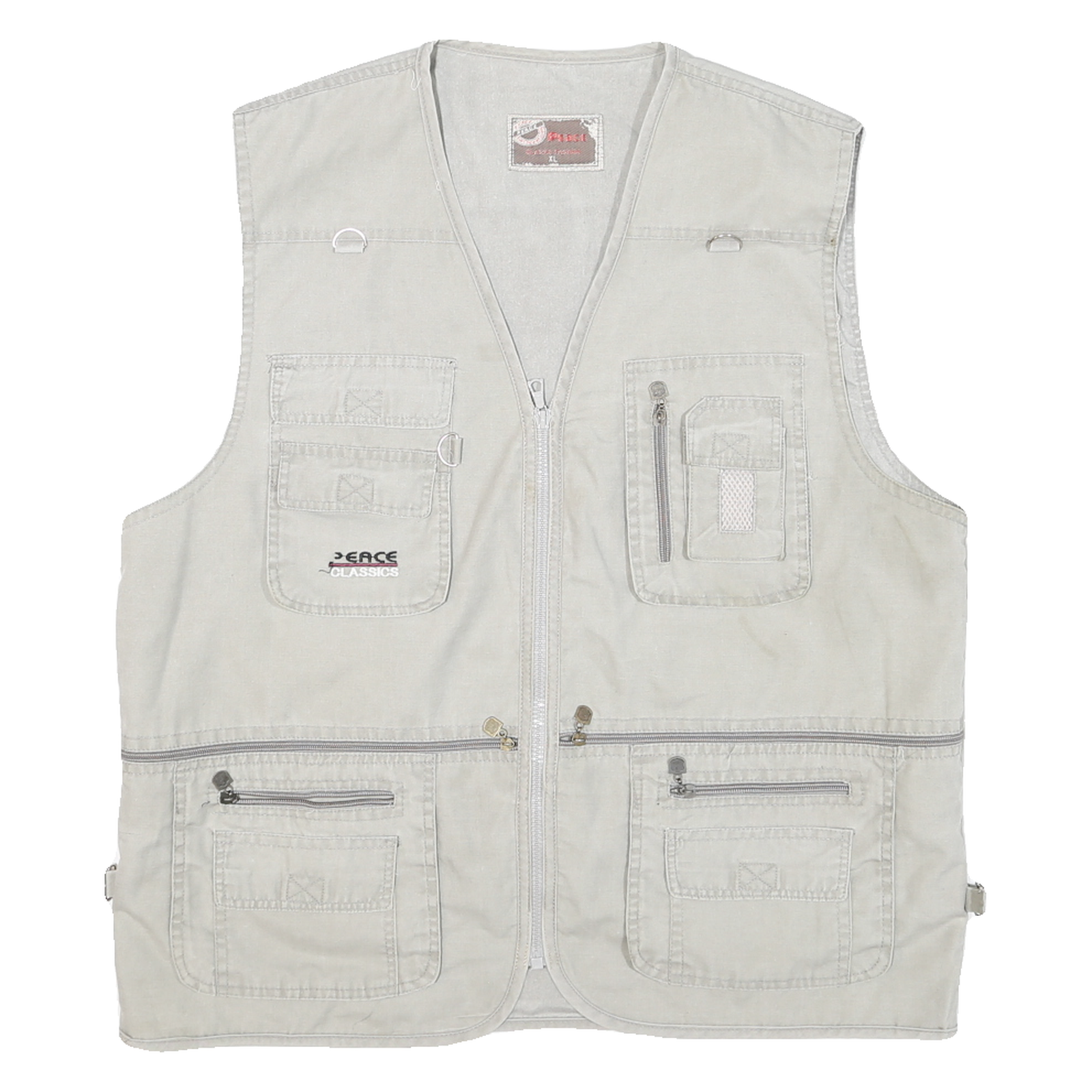PEACE Mens Beige Cotton Blend Utility Jacket XL Zip Pocketed Casual Refurbished - N/A refurbished available on Cerqular