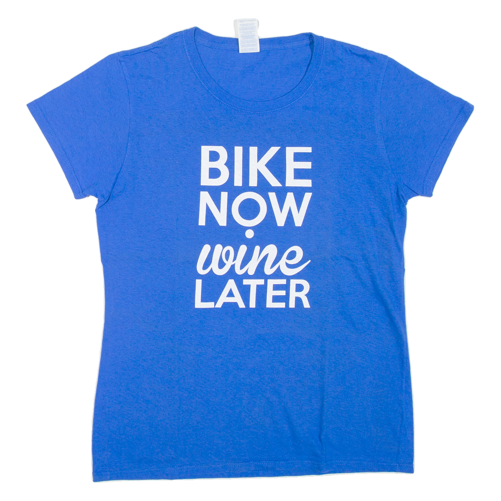 GILDAN Bike Now Wine Later Womens Biker T-Shirt Blue Crew Neck M Refurbished - N/A refurbished available on Cerqular
