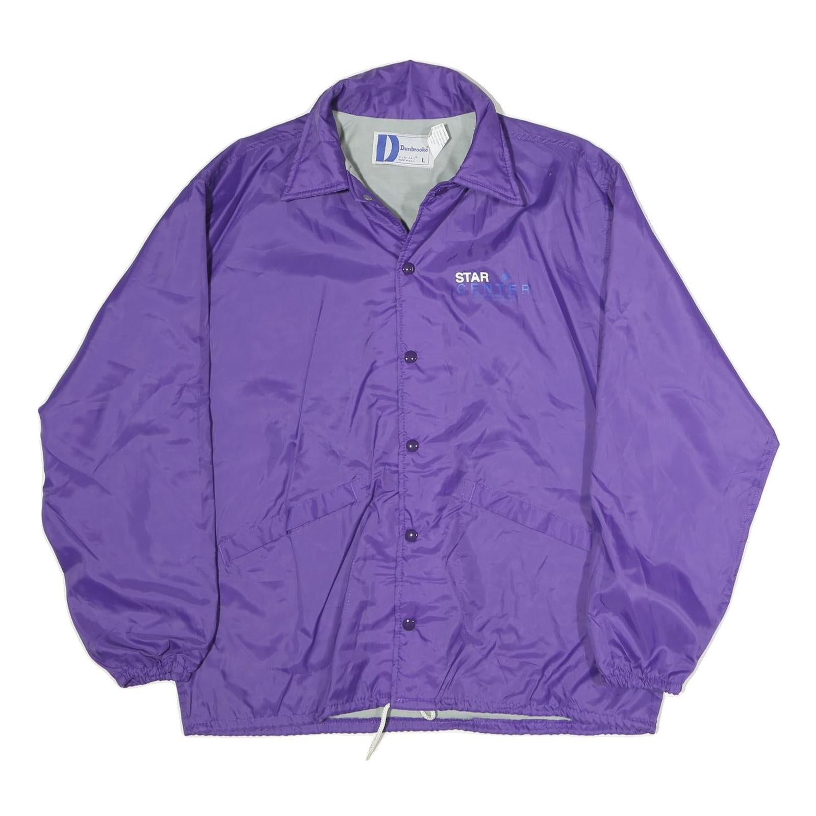 DUNBROOKE Mens Purple Nylon Coach Jacket L Button Plain Lightweight Outerwear Refurbished - N/A refurbished available on Cerqular