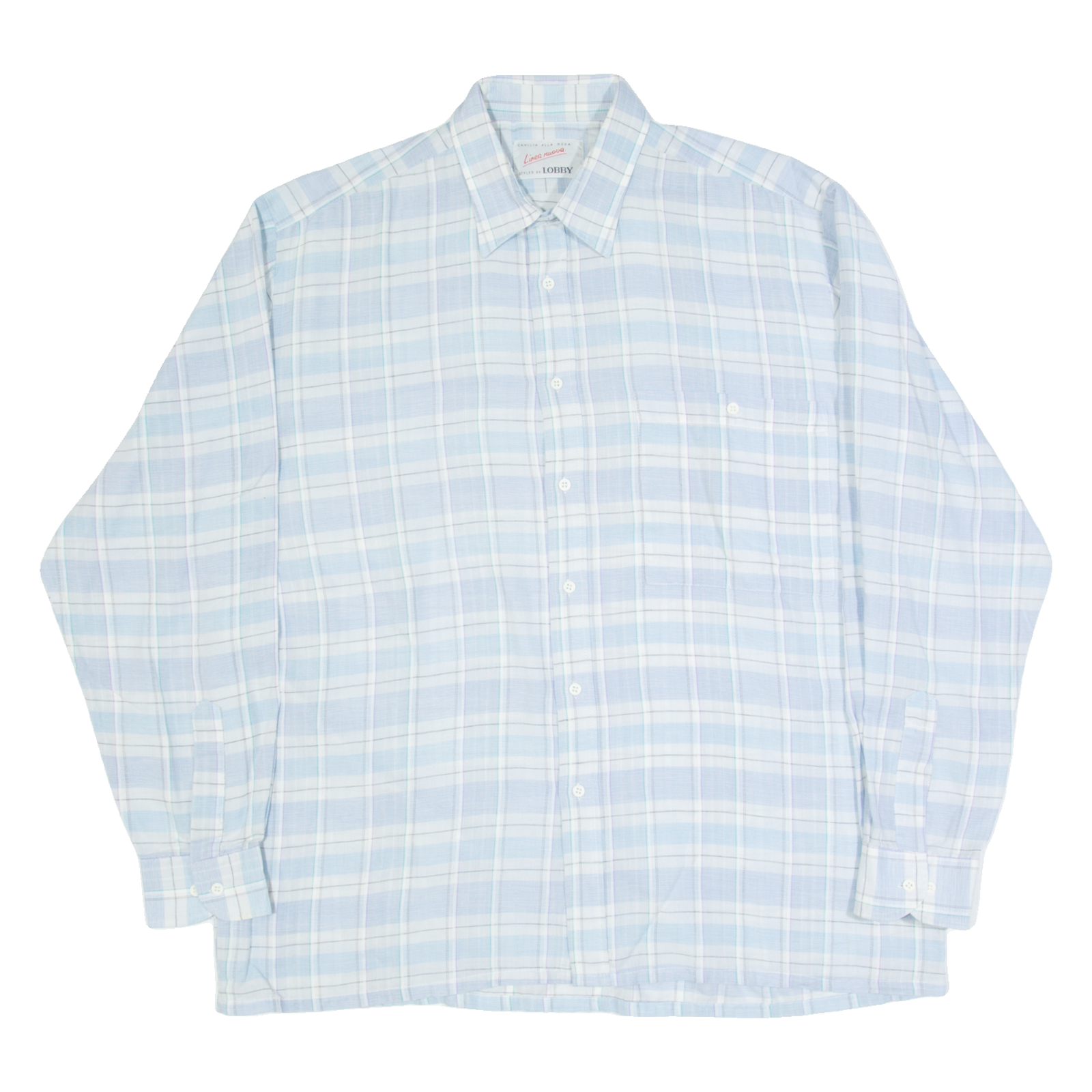 LOBBY Mens Shirt Blue Check Long Sleeve L Refurbished - N/A refurbished available on Cerqular