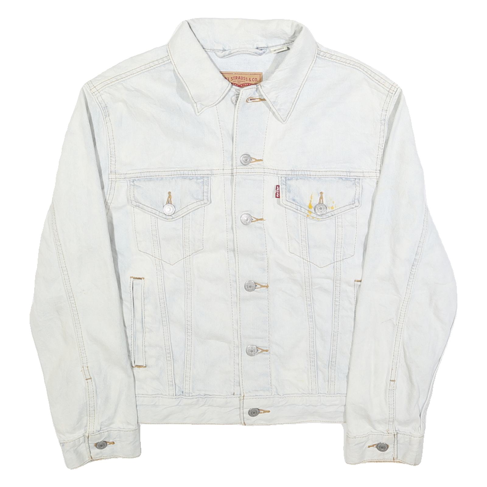 LEVI'S Womens Blue Denim Jacket M Cotton Button Floral Embroidered Casual Refurbished - N/A refurbished available on Cerqular
