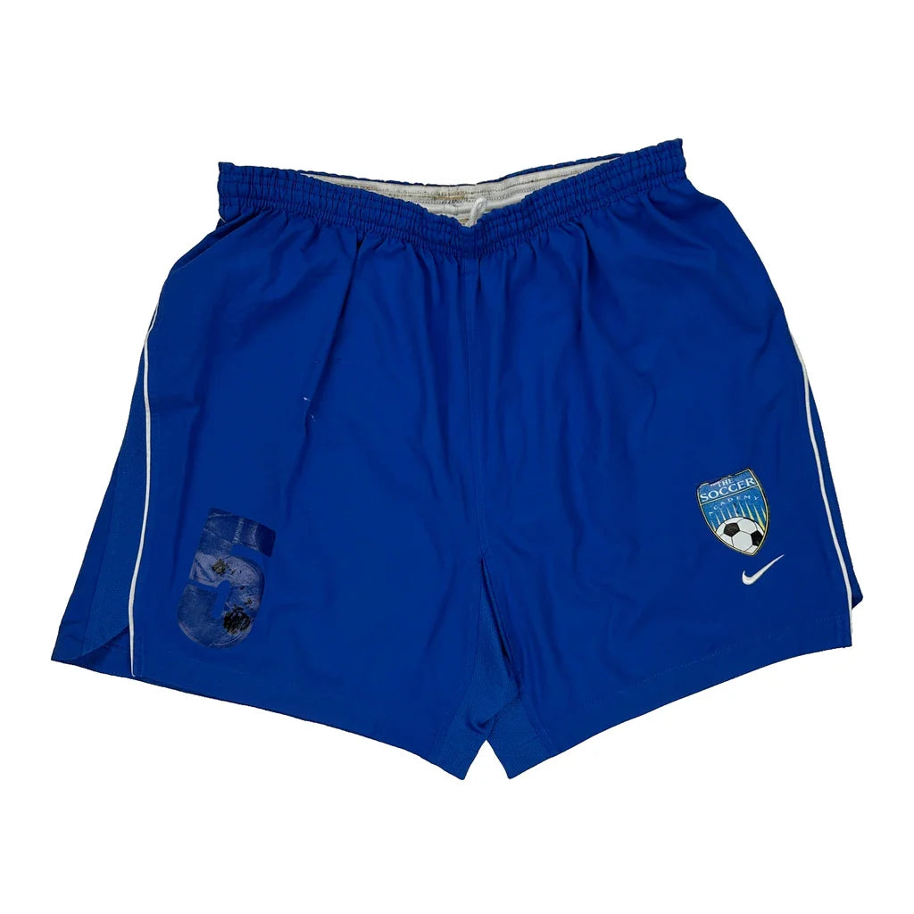 Nike Football Sport Shorts - Mediumw 6L Blue Polyester Refurbished - Thrifted (note: this is a term often used to describe second- refurbished available on Cerqular