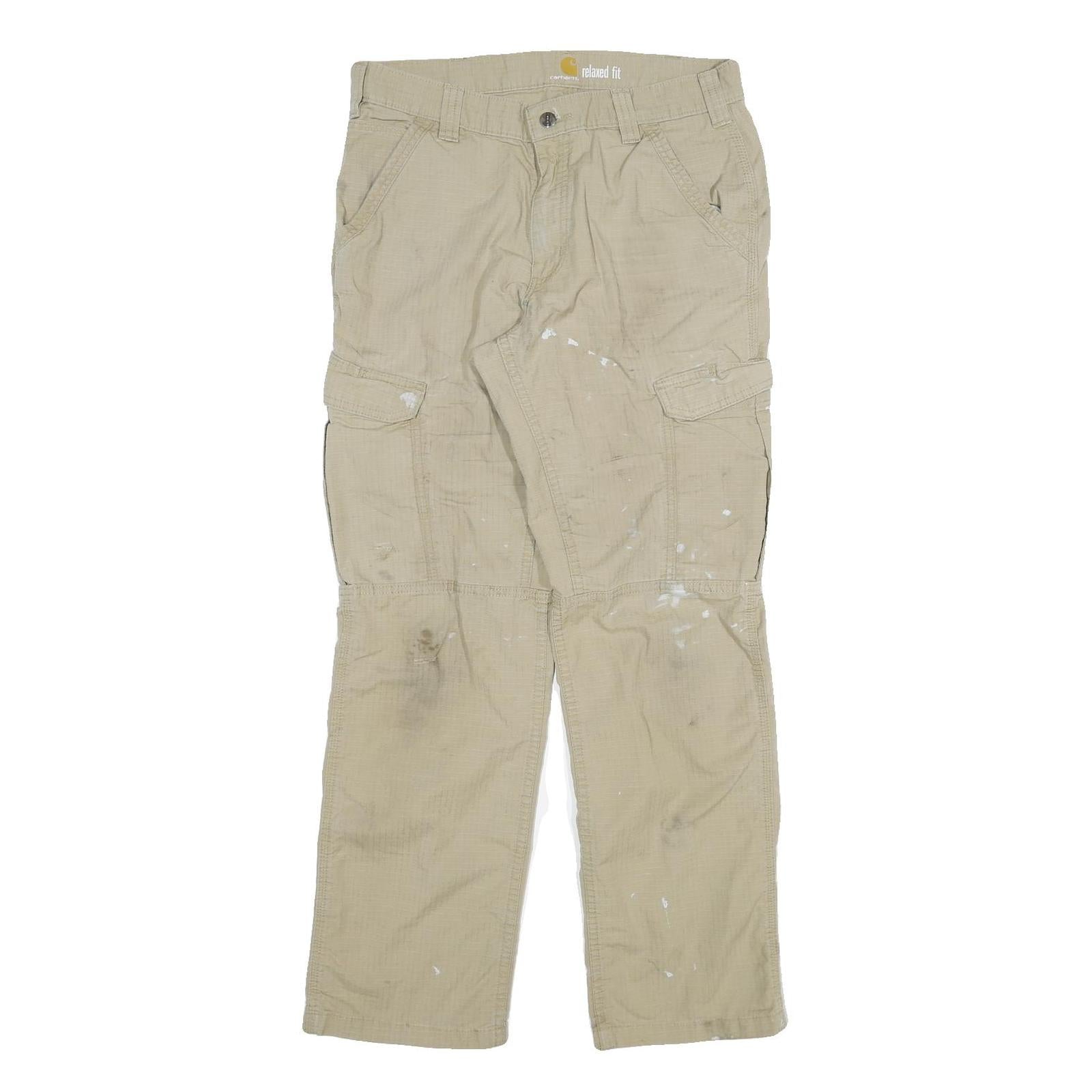 CARHARTT Mens Cotton Blend Beige Relaxed Cargo Trousers W33 L32 Workwear Refurbished - N/A refurbished available on Cerqular