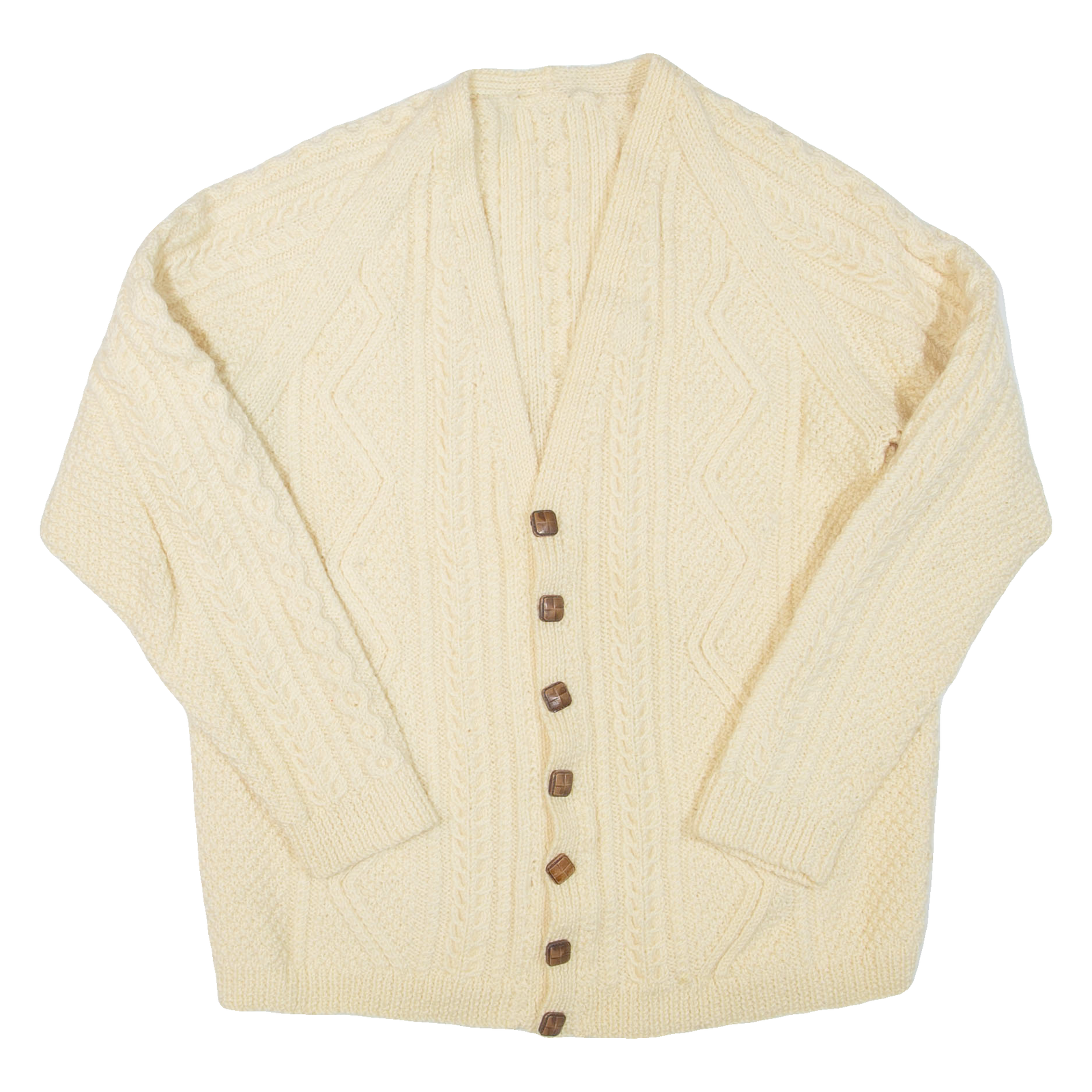 Womens Cardigan Cream V-Neck Cable Knit M Refurbished - N/A refurbished available on Cerqular