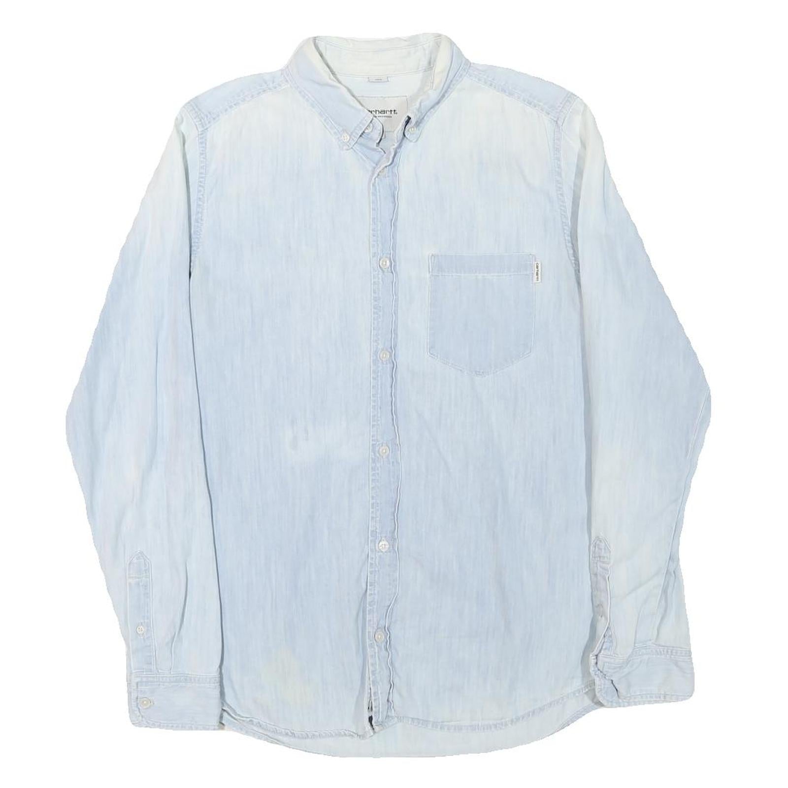 CARHARTT Mens Blue Denim Shirt M Casual Button-Down Long Sleeve Pocket Refurbished - N/A refurbished available on Cerqular