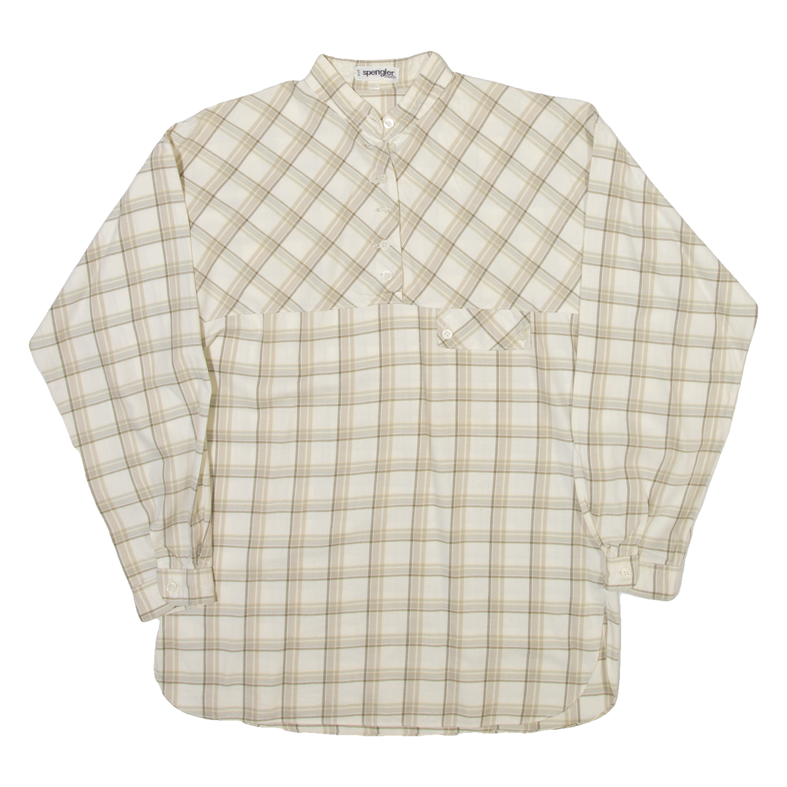 SPENGLER Womens Shirt Beige Check Long Sleeve S Refurbished - N/A refurbished available on Cerqular